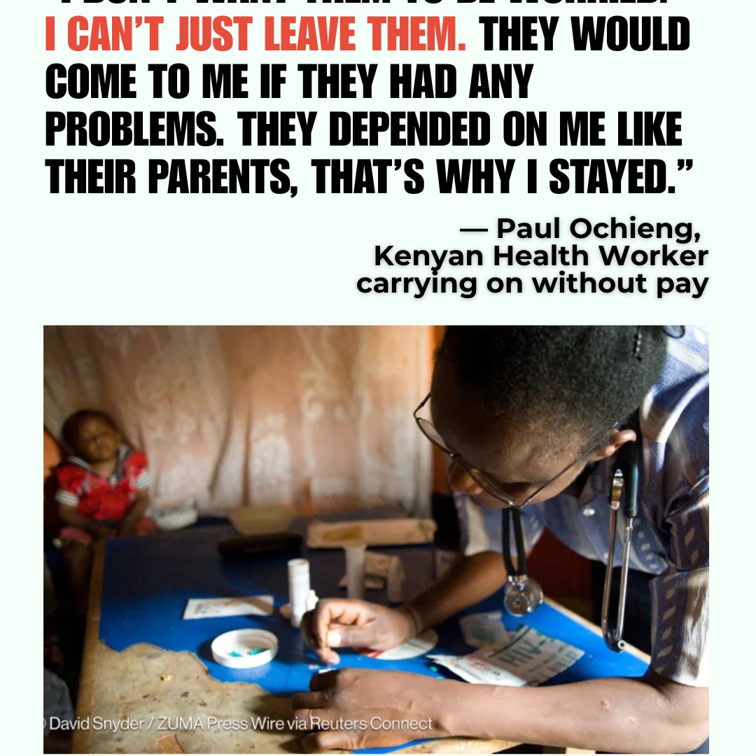 Frontline health workers in Kenya, the backbone of HIV, mental health, and essential care, continue to show up day after day even after USAID funds have gone. This isn’t a story of charity or ‘heroism’ alone. It’s a story of structural injustice: when governments and donors fail to honor commitments, long-term health care workers are left to carry the cost. Justice means fair wages, stable contracts, and accountable systems that uphold the right to dignified work and healthcare for all. Real health equity requires structural change, not temporary applause. Read about their story here: https://bit.ly/4svd4Pn
#JusticeOverCharity #HealthWorkers #Rights #FairPay #EssentialWorkers #HealthcareJustice #RightToHealth #WorkersRights #KenyaHealth #EquityInHealth #StructuralJustice #Accountability #GlobalHealthEquity #HumanRights #DevexNews #HealthJustice #USAID
