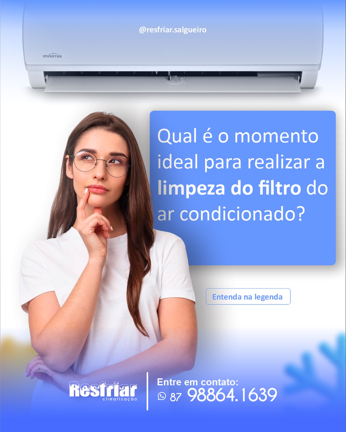 A limpeza do filtro é essencial para garantir o bom funcionamento do seu ar-condicionado e a qualidade do ar que você respira. O ideal é realizar essa limpeza a cada 15 a 30 dias, dependendo da frequência de uso e do ambiente.
👉 Por que isso é tão importante?
• Evita o acúmulo de poeira, ácaros e fungos
• Melhora a qualidade do ar, prevenindo alergias e problemas respiratórios
• Aumenta a eficiência do aparelho
• Reduz o consumo de energia
• Prolonga a vida útil do ar-condicionado
Ambientes com muita poeira, animais de estimação ou uso diário intenso exigem ainda mais atenção ⚠️
Manter o filtro limpo é um cuidado simples que faz toda a diferença no seu conforto e na sua saúde.