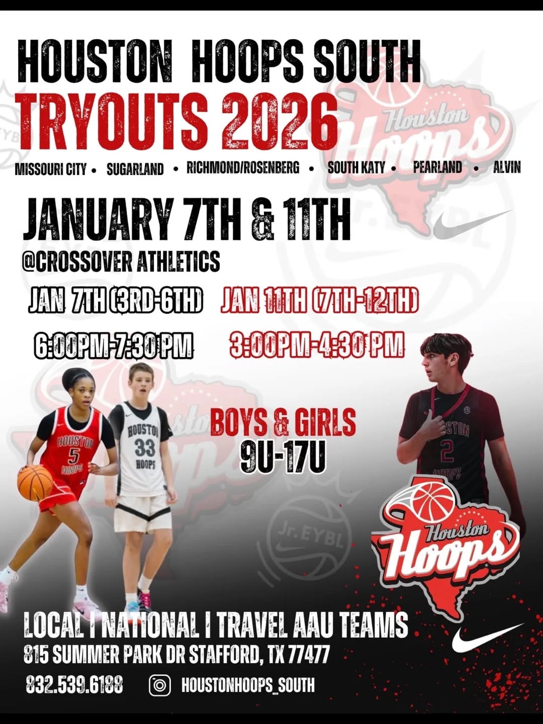 🔥 Ready to rise? Houston Hoops South tryouts are live—Jan 11. Bring your game, chase your dream! 🏀
#HoustonHoops #tryouts2026