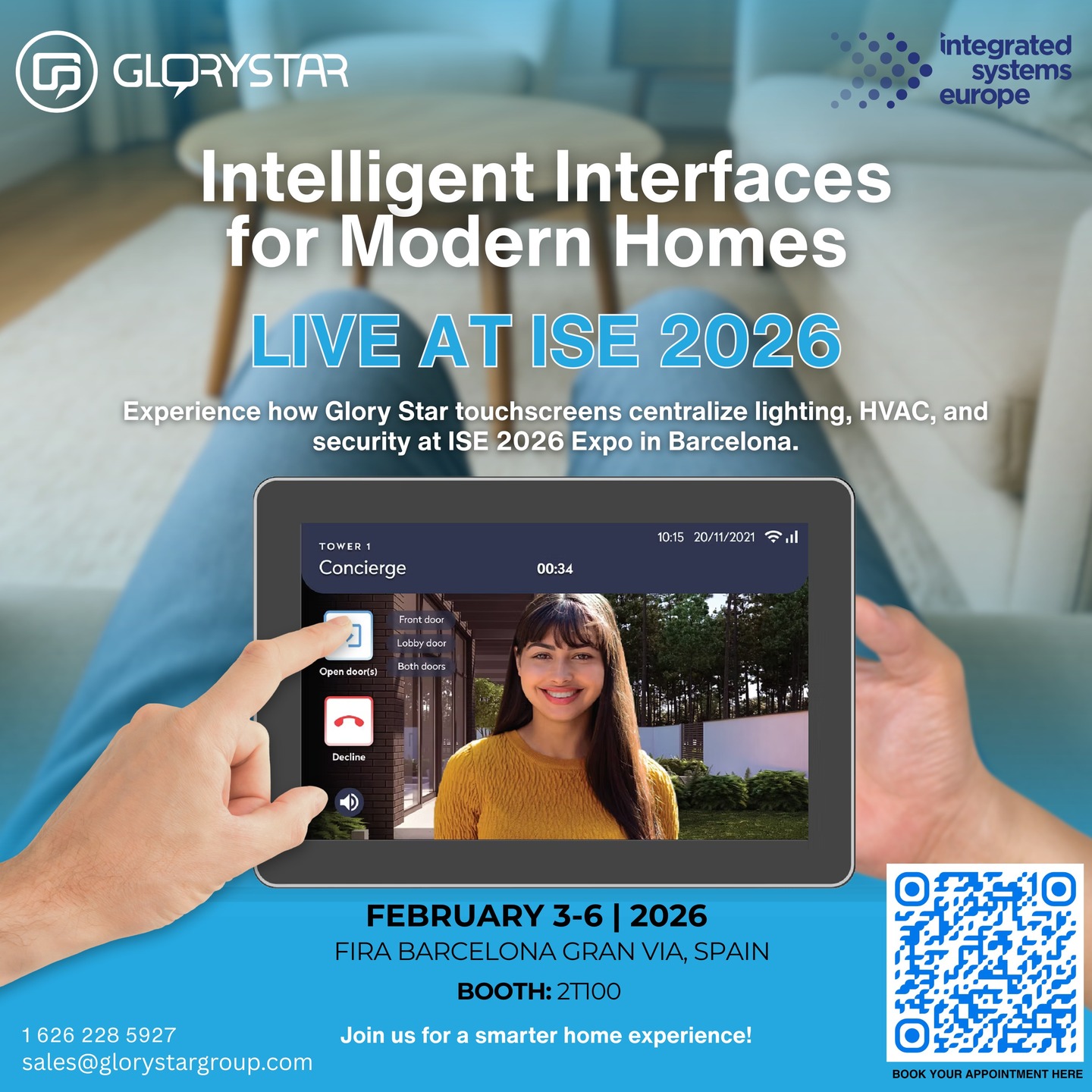 Smart communication should feel instant, intuitive, and reliable. That is what we are bringing to ISE 2026.
Join us in Barcelona and experience the Vega Intercom live at our booth. See seamless interaction, clean design, and intelligent performance come together in one powerful solution designed for modern, connected spaces.
Watch Vega Intercom perform in real time, ask direct questions, and explore how it integrates effortlessly into today’s AV and smart system environments.
📍 Booth 2T100
📍 Fira Barcelona Gran Via, Spain
Come meet the team, experience it for yourself, and see why smarter communication starts here.
Learn more at:
https://www.glorystartouch.com/
#ise2026 #smartintercom #avintegration #smartsystems #integratedtechnology #barcelonaexpo #glorystartouch