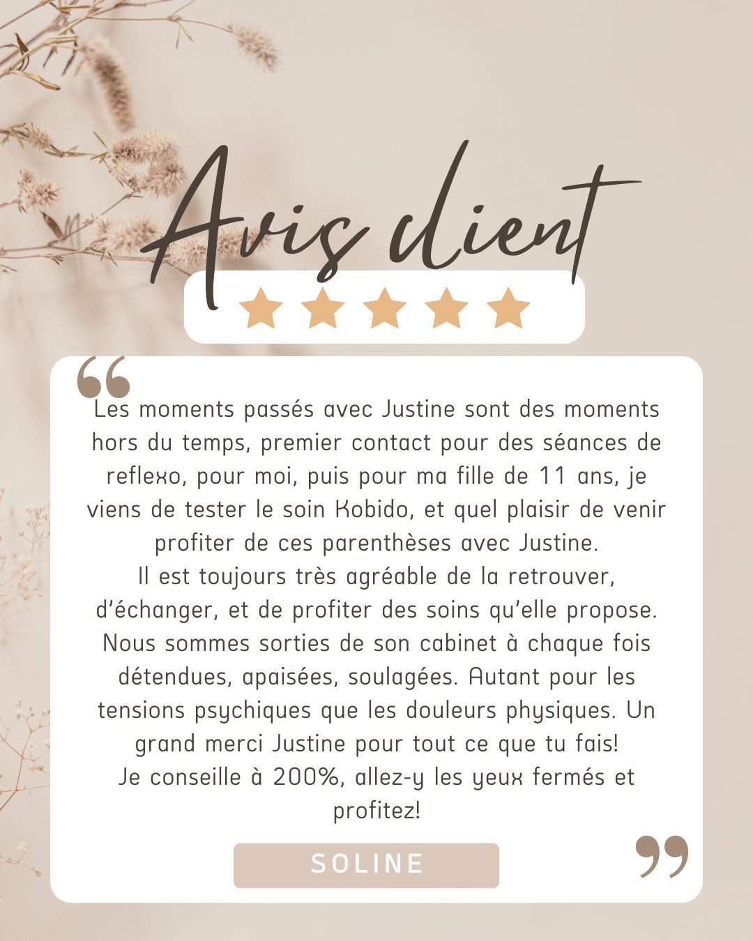 Votre avis compte pour moi ❤️
Merci Soline pour ta confiance et pour ces mots qui me touchent profondément ✨
Chaque retour est précieux et me rappelle pourquoi j’aime tant accompagner, prendre soin et créer ces moments de douceur 🌿
Votre ressenti est la plus belle des récompenses 🤍
#avisscliente #temoignage #retourclient #bienetre #momentpoursoi #confiance #douceur #accompagnement #merci