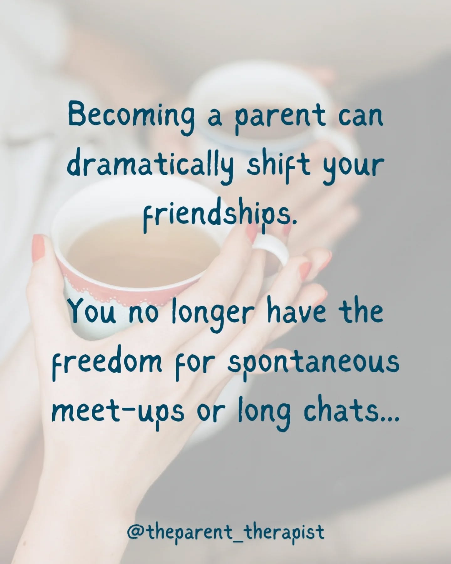 Friendships change... and we don't really talk about it.
We often talk about how our romantic relationships shift, but have you noticed that your friendships are different now too?
Maybe there's distance in some which wasn't there before.
Maybe there are new friendships or friendships which have strengthened by you being in the same stage as each other.
But this is something which often happens silently; not an aspect of parenting which is frequently acknowledged.
I talk more about this in my online course - the relationship shifts (romantic, friendships, families).
If you want to know more then check out the link in bio or comment COURSE and I'll send it over.
#friendshipdrifts #relationshipchanges #parentingchanges #lonely #parentingcourse