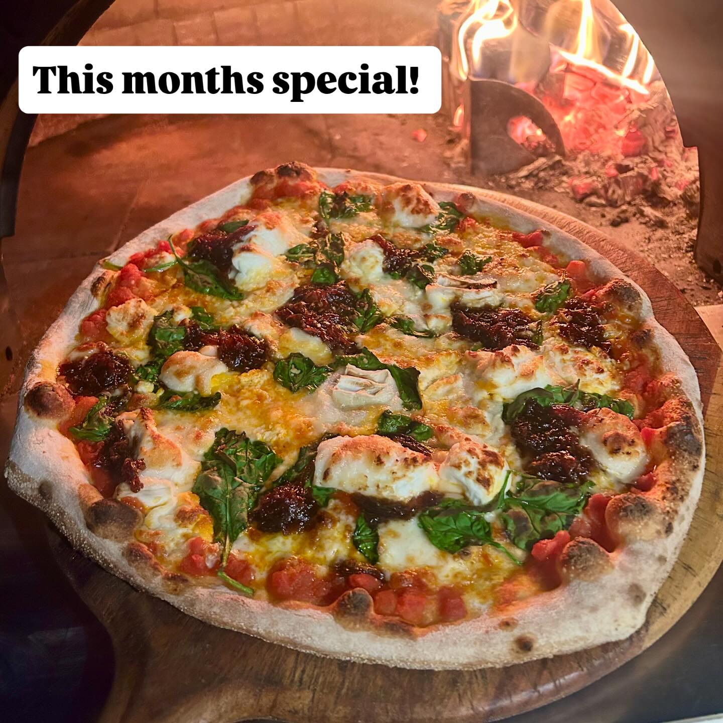 This month’s special! 😋-
Goats Cheese, Caramelised Onions, Baby Spinach - £15
We are taking preorders for our regular spots, if you would like to order a pizza🍕 and arrange your pick up time please call James on 07568 096639🍕😋
#pizza #hersham #bisley #shepperton #weybridge