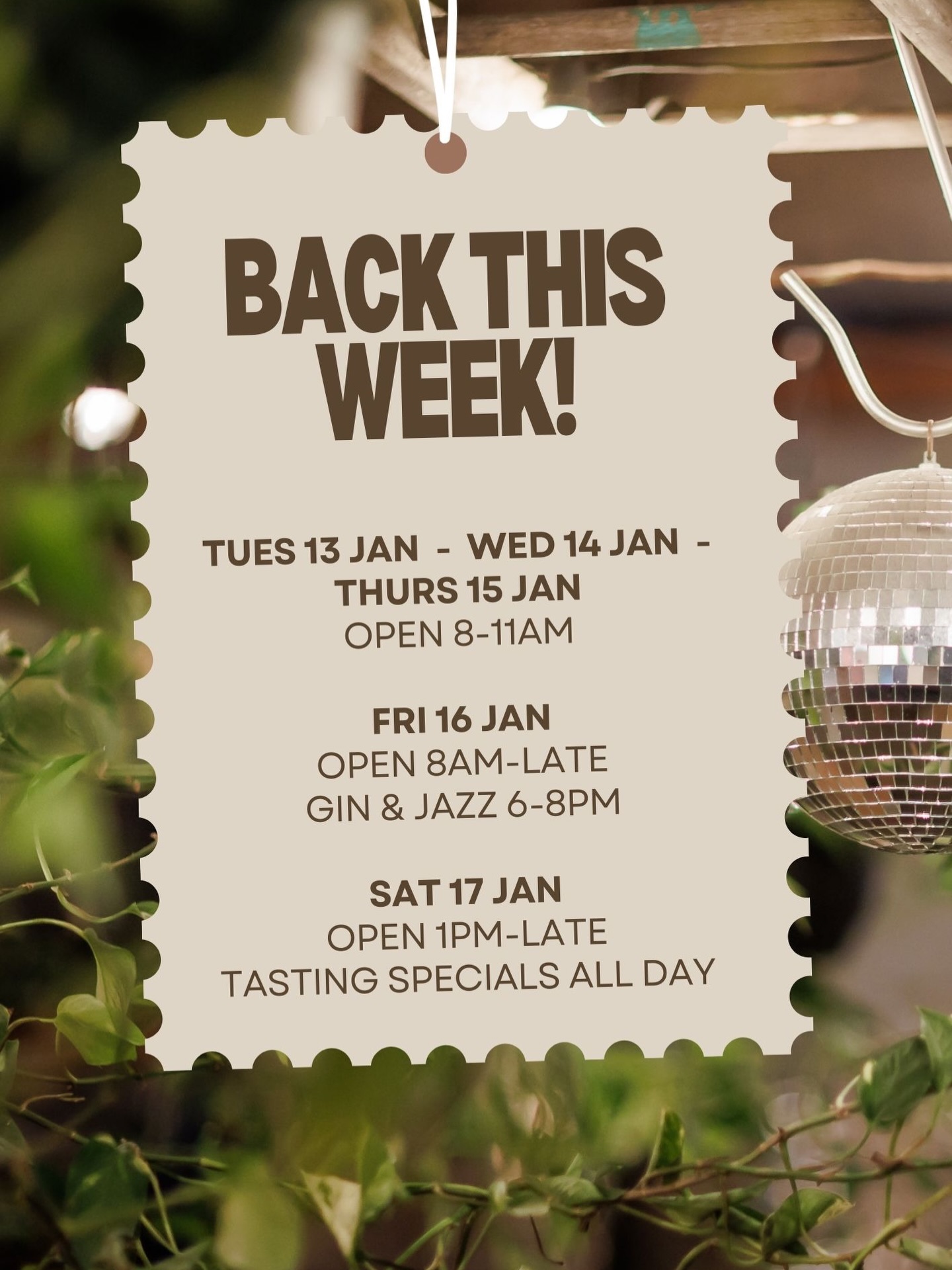 Oh how we’ve missed you ✨
Your favourite distillery, bar and café is back tomorrow—and we’re jumping straight into gin & jazz and our distillery tasting paddles 🎶🍸
Bookings are open, but walk-ins are welcome all week.
See you soon 🤍