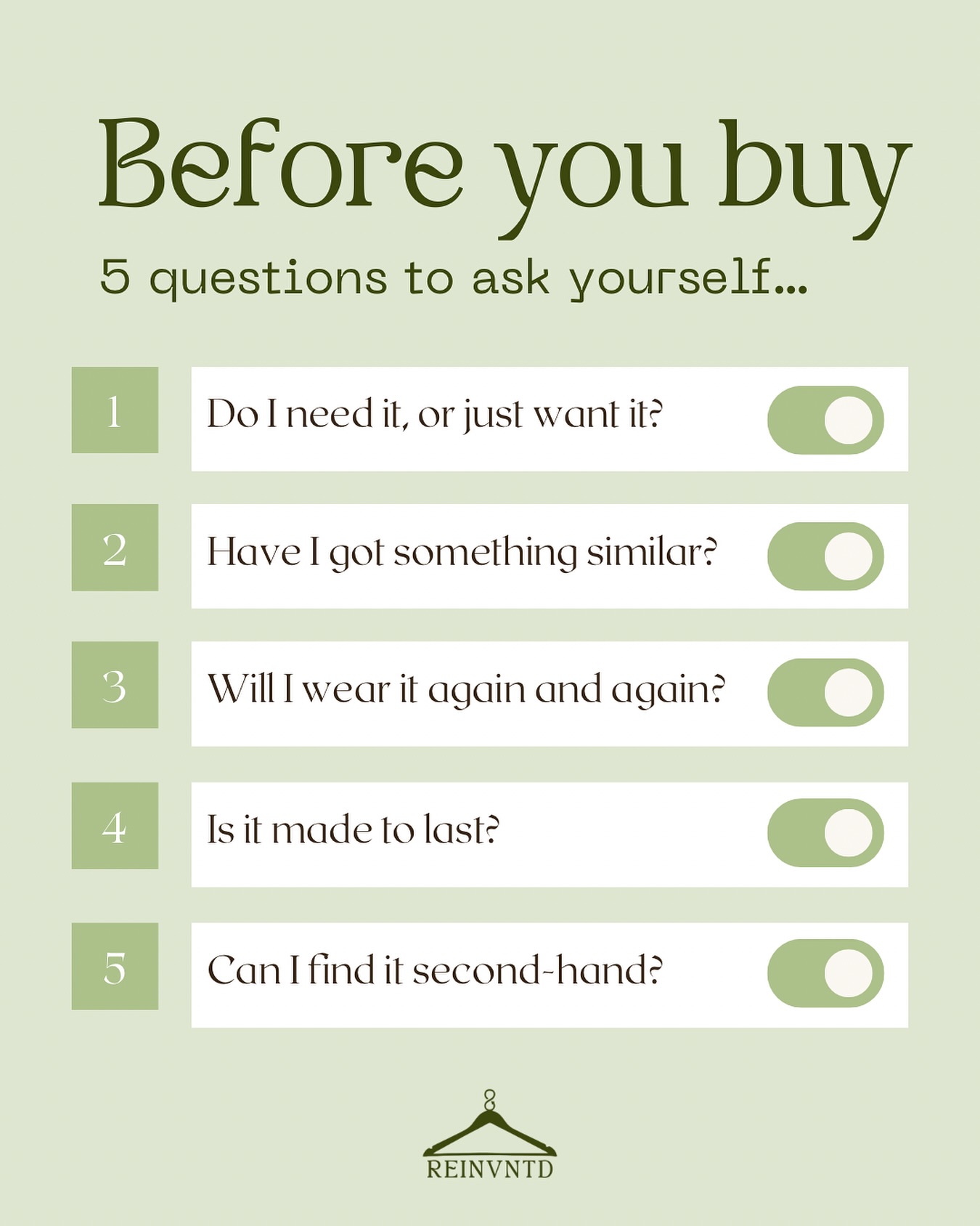 Before you hit ‘add to cart’… pause for a sec 🛍️
Fast fashion loves a quick click, but slowing down can save you money, wardrobe regrets, and that “why did I buy this?” feeling later 🫠
A few simple questions can help you buy less, wear more, and actually love what’s in your wardrobe 🥰
No guilt. No rules.
Just a little more intention.
Save this for your next shopping scroll, or share it with someone who loves a “just browsing” moment 👀
#BeforeYouBuy #BuyLessWearMore
#SlowFashion #SecondHandFirst
#MindfulShopping