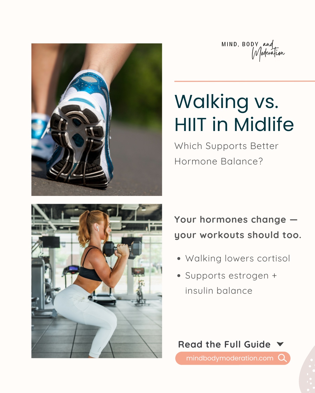 Many people hit midlife and wonder why HIIT leaves them exhausted instead of energized.
Here’s the truth: your hormones change and so should your workouts. 🌿✨
While HIIT has benefits, it also spikes cortisol — the stress hormone that’s already harder to manage in your 40s and 50s. Walking, on the other hand, supports hormone balance without overwhelming your system.
Why walking often works better for midlife hormones:
• Lowers cortisol instead of spiking it
• Supports estrogen + insulin balance
• Boosts mood + energy without burnout
• Reduces injury risk
• Helps manage weight with gentle, consistent movement.
If HIIT feels harder than it used to… your body might be telling you it needs a different approach.
Walking 10,000 steps a day is one of the most supportive forms of movement for hormone health in midlife.
👉 Comment “WALKING” and we’ll send the full guide straight to your inbox!