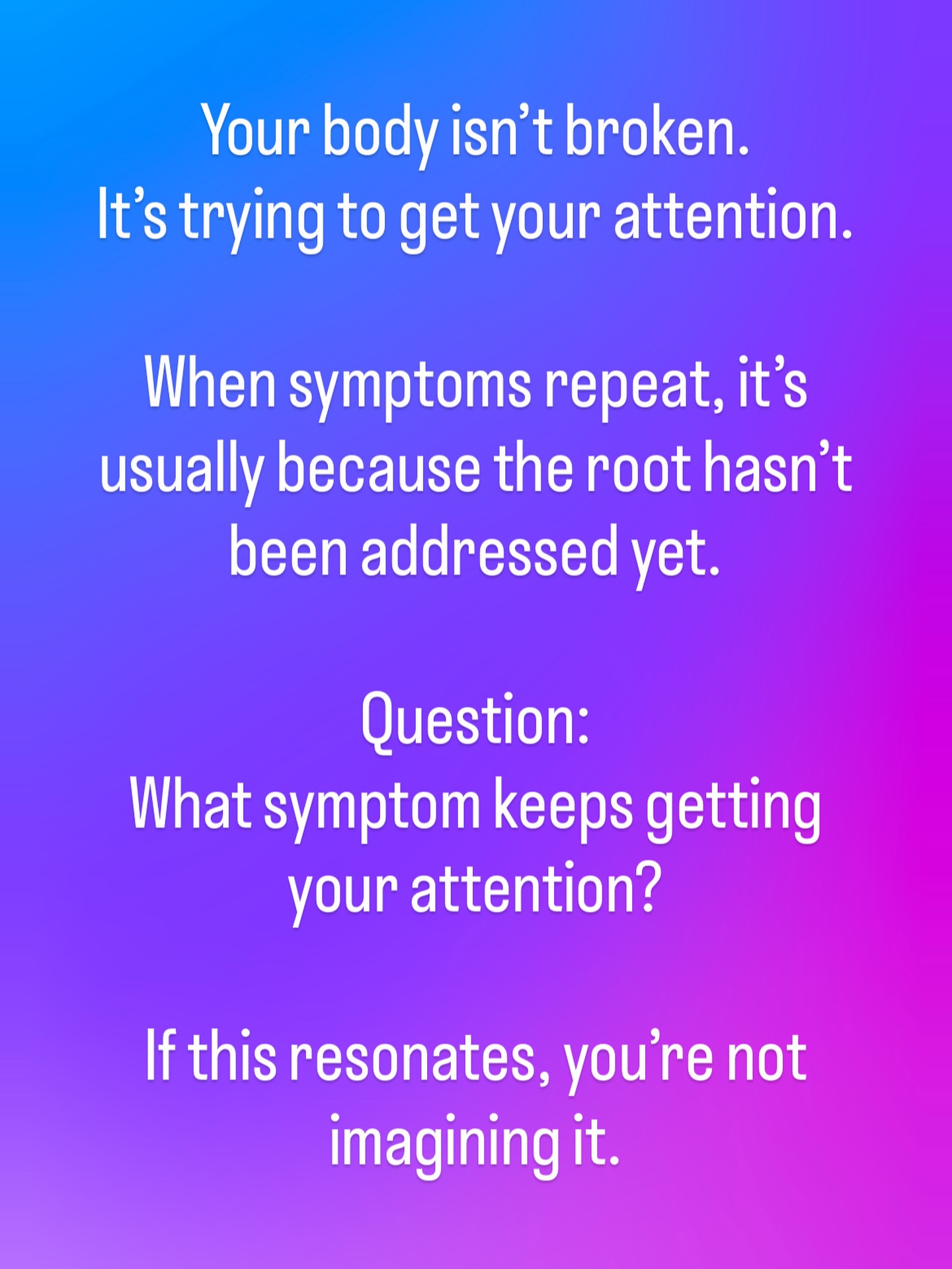 Persistent symptoms are rarely isolated. They’re part of a bigger picture. What keeps showing up for you lately?
#RootCauseHealing #ExecutiveFunctionalHealingLLC #NaturalHealing #ListenToYourBody #ChronicSymptoms