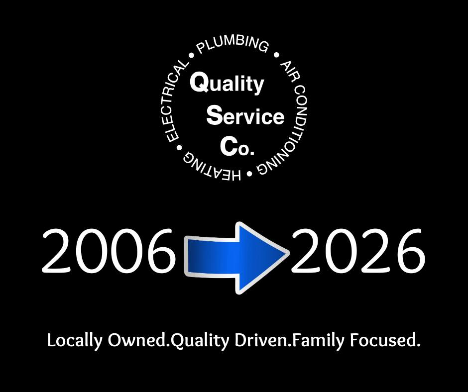 As we move into 2026, we’re proud to celebrate a 20-year milestone.
Twenty years ago, Quality Service Company grew from a one-man operation to hiring our very first employee — a moment that changed everything.
Now, 23 years later, we’re honored to serve our community with a team of 40+ dedicated employees, all committed to doing things the right way.
Locally owned. Quality driven. Family focused. 💙