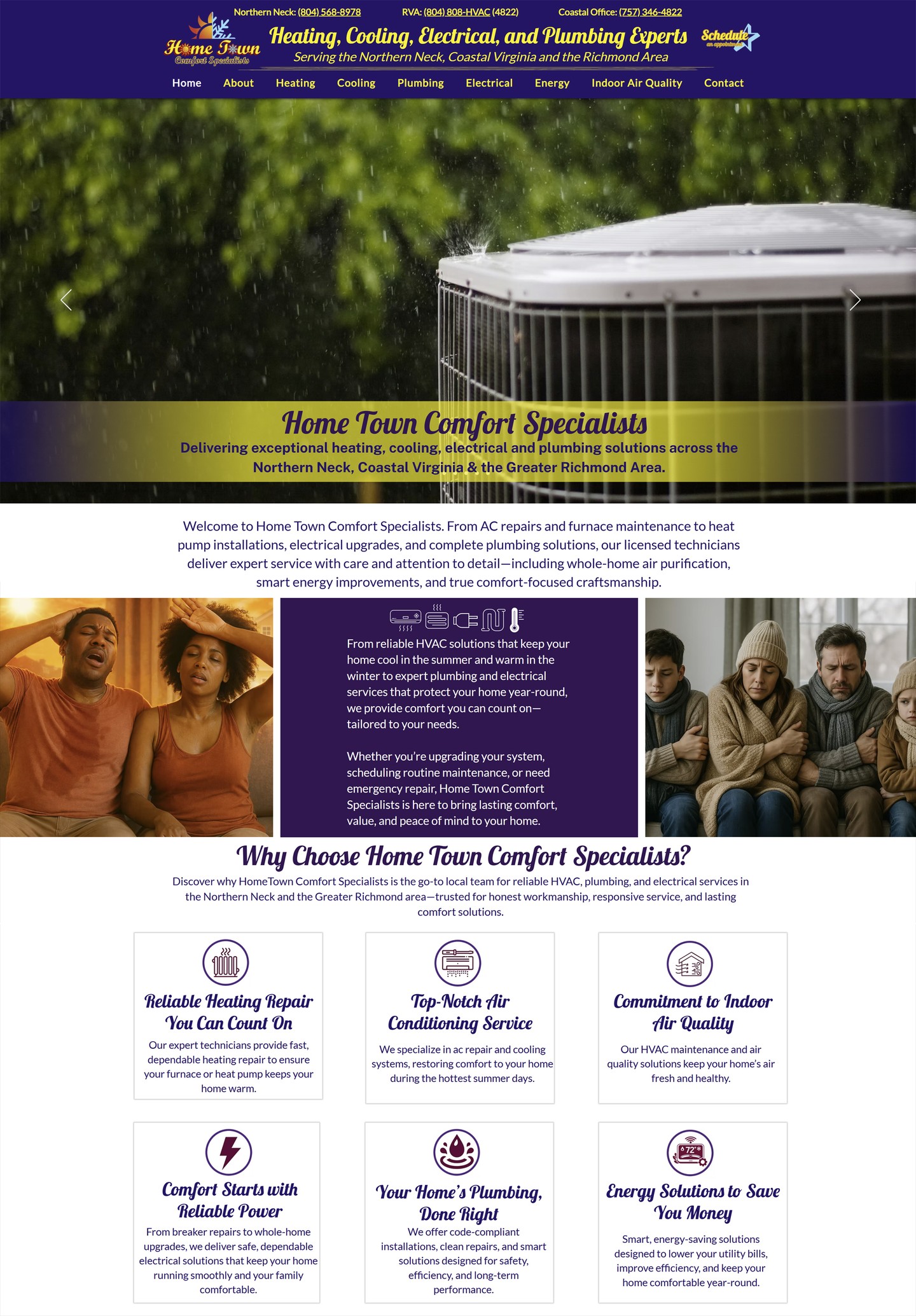 I am excited to welcome Home Town Comfort Specialists as Petite Taway’s newest client! I had the pleasure of designing and launching their newly redesigned website, built to showcase their full range of HVAC, plumbing, and electrical services while making it easy for customers to find the help they need.
Explore the site: https://www.hcs-hvac.com/
Serving the Northern Neck, Richmond & Coastal Virginia
#HomeTownComfortSpecialists #PetiteTaway #HVAC #Plumbing #ElectricalServices #NorthernNeck #Richmond #CoastalVirginia