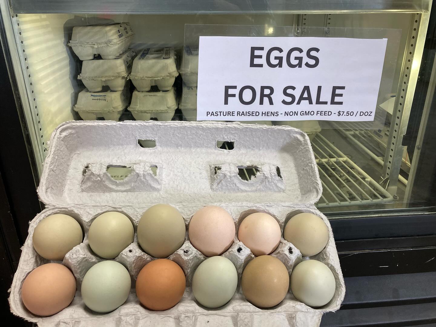 Fresh from the farm, 30 dozen pasture raised eggs available this weekend. Honor system: 7.50 a dozen. Open 9-4 today and tomorrow. Cash or Venmo