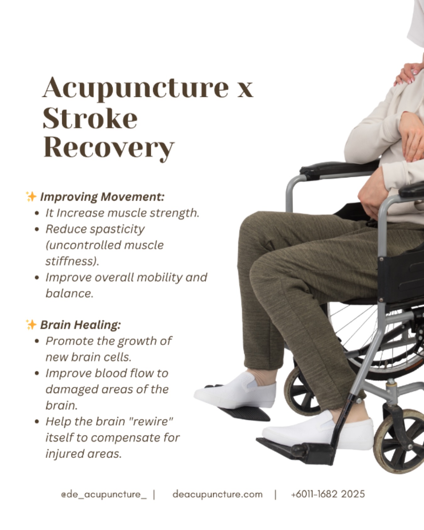 Stroke Recovery Secret: Activate Your Brain’s Healing Power! 🧠
Struggling with movement, stiffness, or speech after a stroke? Acupuncture is a critical part of the rehabilitation process in TCM.
How Acupuncture Helps:
🌟Boosts Neuroplasticity
🌟Restores Movement
🌟Accelerates Recovery
🗓️ The Golden Rule: Start Early!
The first six months post-stroke are the most crucial time for recovery. Integrating acupuncture early on maximizes your potential for functional gains.
Don’t wait to start your healing journey! We customize every treatment plan to target your specific needs and TCM imbalance.
Click the link in our bio to learn how integrated TCM can support your stroke recovery. 💖
#Acupuncture #StrokeRecovery #Rehabilitation #TCM #ScalpAcupuncture #Hemiplegia #Neuroplasticity #Wellness #TCMClinic
