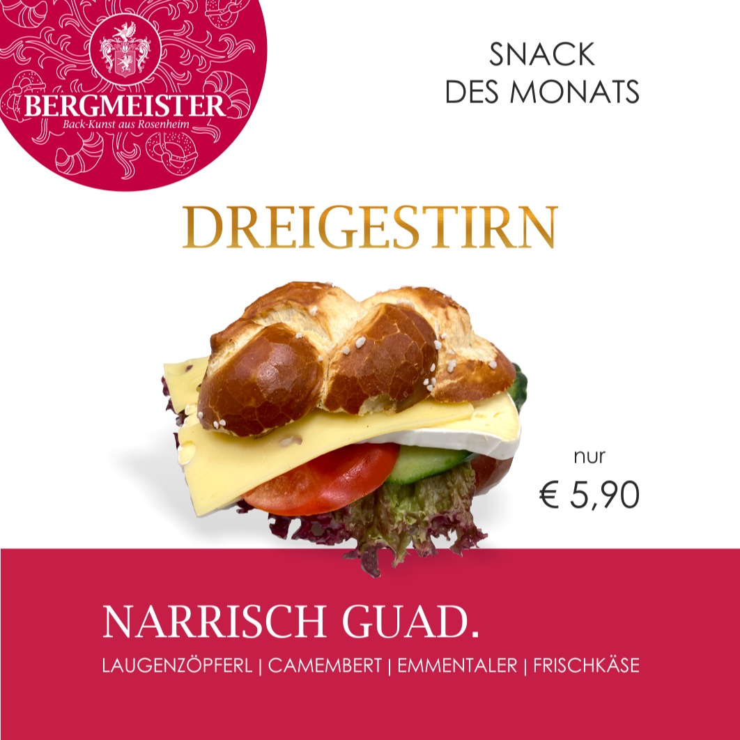 🥳🌟 ** Dürfen wir vorstellen? Unser neuer Snack des Monats Das „Dreigestirn“!** 🌟🥳
Faschingszeit bedeutet Feiern, Schlemmen und Genießen! 🎉 Und genau dafür haben wir etwas ganz Besonderes für euch: Unser neuer Snack des Monats, das „Dreigestirn“!
Was steckt drin? Ein leckeres BERGMEISTER Laugenzöpferl gefüllt mit cremigem Frischkäse, würzigem Camembert und herzhaftem Emmentaler. Und damit es auch extra frisch schmeckt, haben wir eine knackige Salatgarnitur obendrauf gepackt. 🥗🤤
Das Beste daran? All das gibt’s für nur **5,90 €**! Perfekt für eine kleine Stärkung zwischen dem feierlichen Trubel oder als leckerer Snack für zwischendurch.
Also kommt vorbei und sichert euch euren Genussmoment! 🤩✨
Wir freuen uns auf Deinen Besuch! 💯❤️😍
Dein BERGMEISTER-Team
#BäckereiBergmeister #bergmeister #SnackDesMonats #snacks #Dreigestirn #Fasching #leckerschmecker #handwerk #handwerkskunst #snacktime #snacking #brotzeit #angebot #monatsangebot #bäckerei #sparen #genuss #rosenheim #stadtrosenheim #kolbermoor #stephanskirchen #schlossberg #wasserburgaminn #wasserburg #neubeuern #badfeilnbach #feilnbach #rohrdorf #thansau