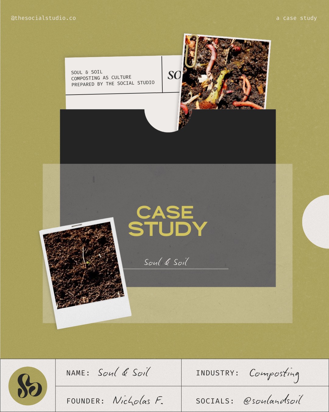 for the people
for the planet
for the culture
Soul & Soil reimagines composting as part of everyday life. it's authentic and community-driven.
the brand needed to hold education, community, and impact at once.
#branding #brand #design #sustainability