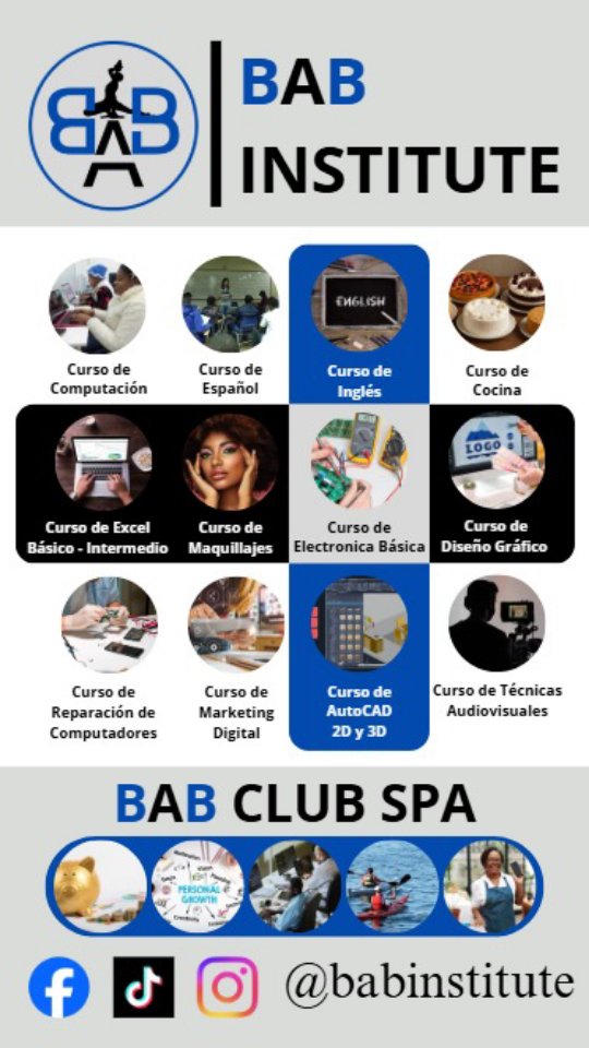 Clases personalizadas de computación
Ekri nou kounyèa pou'w rezeve plas paw la...
+56 9 3902-5516
www.babinstitute.com