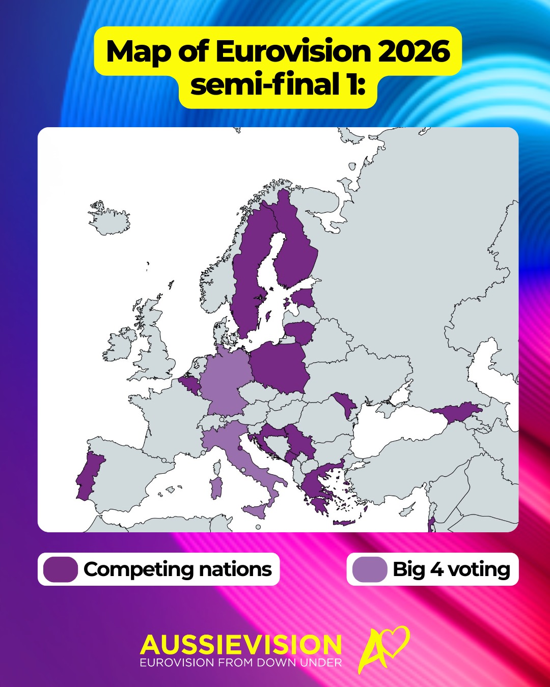 Each Eurovision 2026 semi-final on a map (Australia *clearly* not to scale!)
#eurovision #esc #eurovision2026 #esc2026