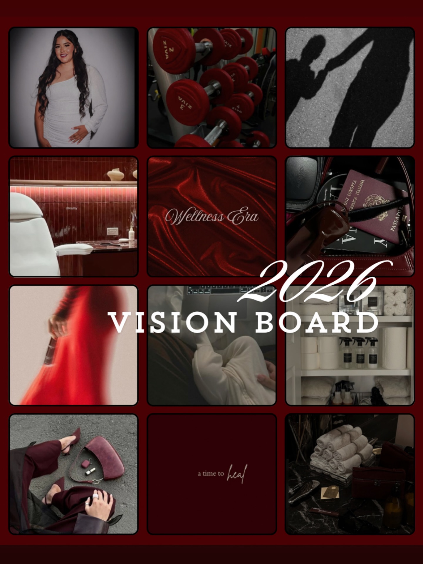 2026 Vision Board ✨🤍
Going into 2026 with big dreams, soft energy, and lots of intention. This is the season I’m manifesting:
* 💆♀️ Building my dream spa— beautiful, magnetic, and healing
* ❤️🩹 Pouring into my health & wellness, especially hormone health, it’s time for healing
* 📸 Creating **another epic branding shoot** that captures my most authentic self to draw in my dream clients ☁️
* 👗 Dress to impress- who am I impressing? Myself!
* 🤍 Being a present, loving mama and creating structure to support my little boy’s future success
* 🤰 Growing our family-hoping to introduce a little one
* 🏡 An **effortlessly organized home** that feels calm and cozy where I can set aside the struggles of the world
* ✈️ Traveling with my family and exploring the world together
Soft life, big vision, and trusting it’s all unfolding perfectly ✨