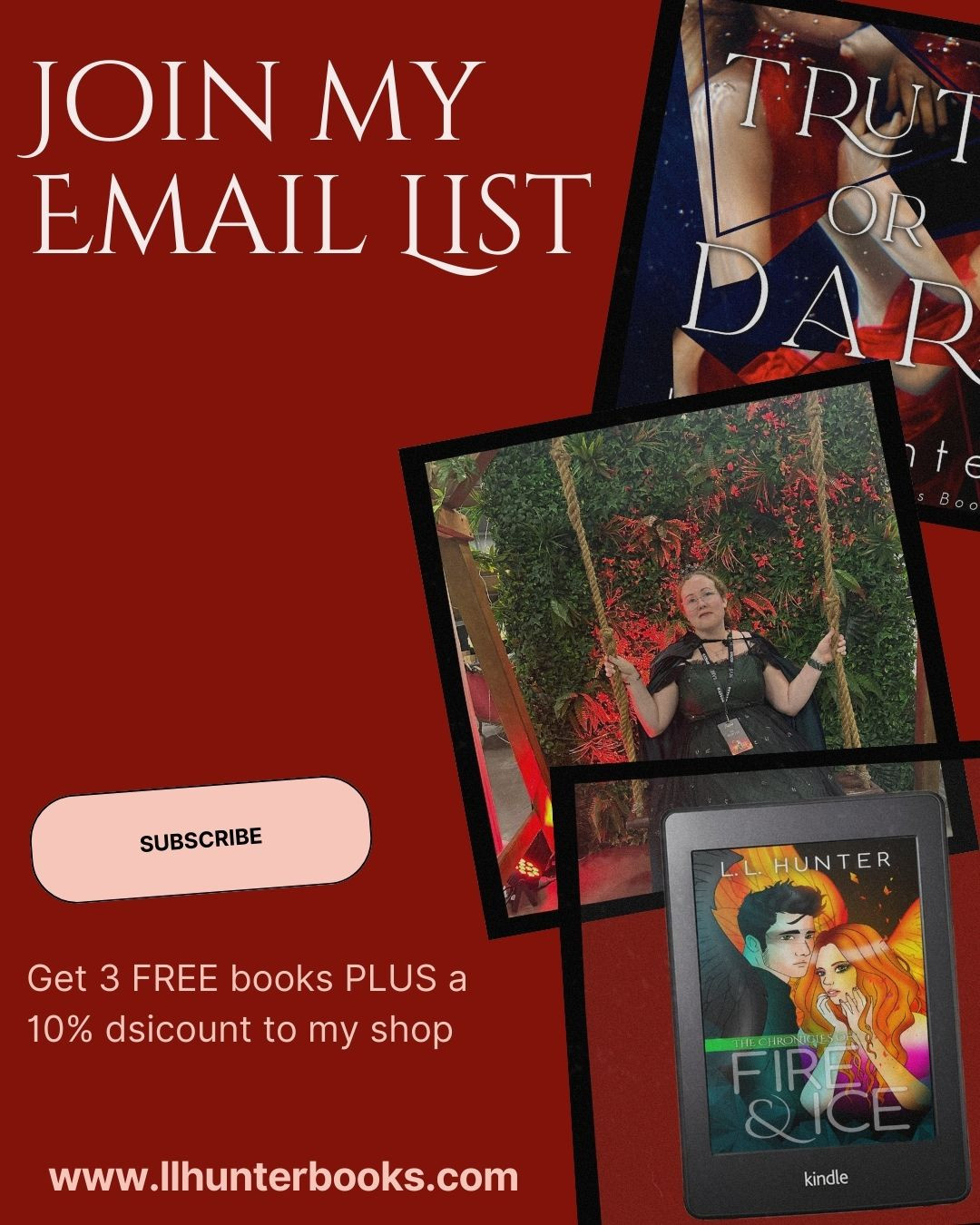 Social media can be so unreliable! You feel like you're missing a lot of bookish news.
You won't miss anything if you sign up to my newsletter. It's not too salesy, PLUS, all subscribers receive a 10% discount to buy signed books and merch in my shop.
You can sign up here: https://www.llhunterbooks.com/newsletter