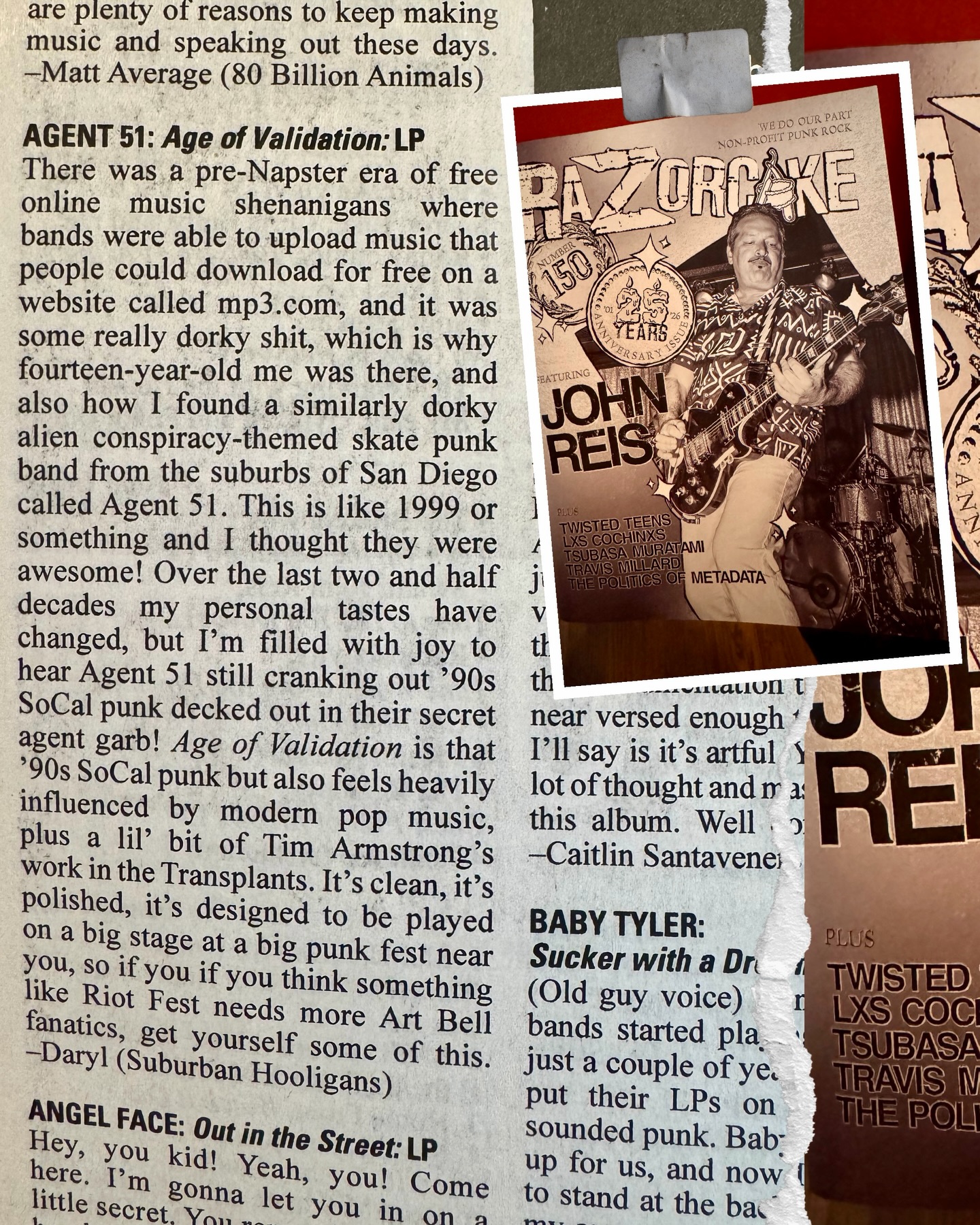 Hot off the press! The legendary @razorcake_zine wrote up a few words about the album. It’s an honor! Thank you @darylgussin! Bonus to share an issue with the one and only @swami_john_reis. Hear that @riot_fest?! The big stage needs more UFOs. 🤘🛸👽🤘