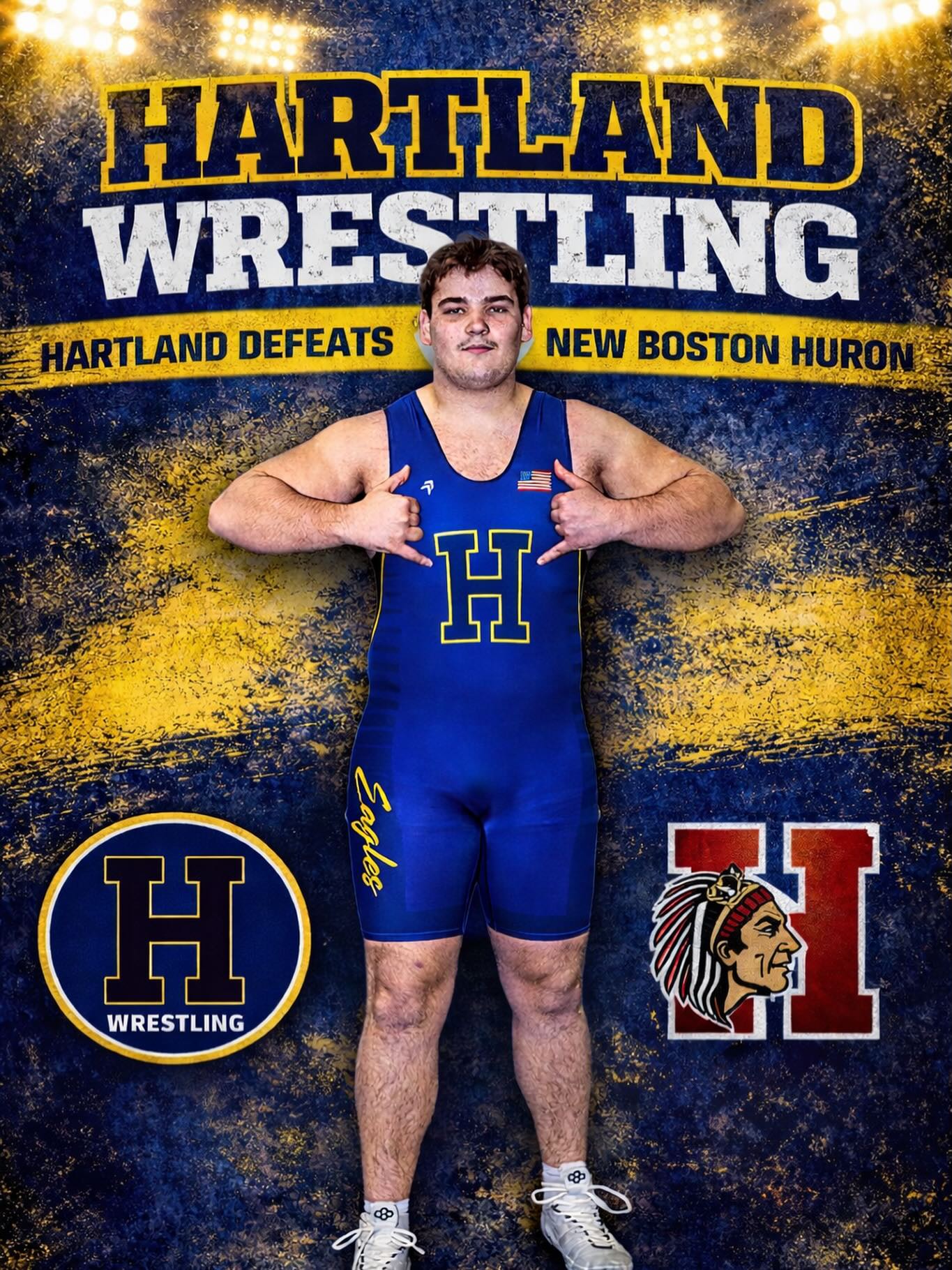 Tonight we had the honor of celebrating the Hartland Wrestling Club at our home dual against New Boston Huron High School.
Hartland knocked off D2 #5 New Boston Huron with a 48–18 win, and the team improves to 12–0 on the season.
This weekend the grind continues — Varsity B heads to Laingsburg, and JV travels to Garden City.
The Hartland Wrestling Club has been a part of this community since the late 1970s, and for nearly five decades it’s stood for hard work, discipline, and pride. Each year, 125 to 150 kids come through this program, and that’s something truly special.
This club has been a major supplier of talent to our schools, but even more importantly, it’s a reflection of what Hartland is all about — families showing up, kids giving their best, and a community that supports one another.
We’re incredibly thankful for every athlete, parent, coach, and supporter who was with us tonight. Your presence means everything to this program.
Go Eagles! 🦅💙