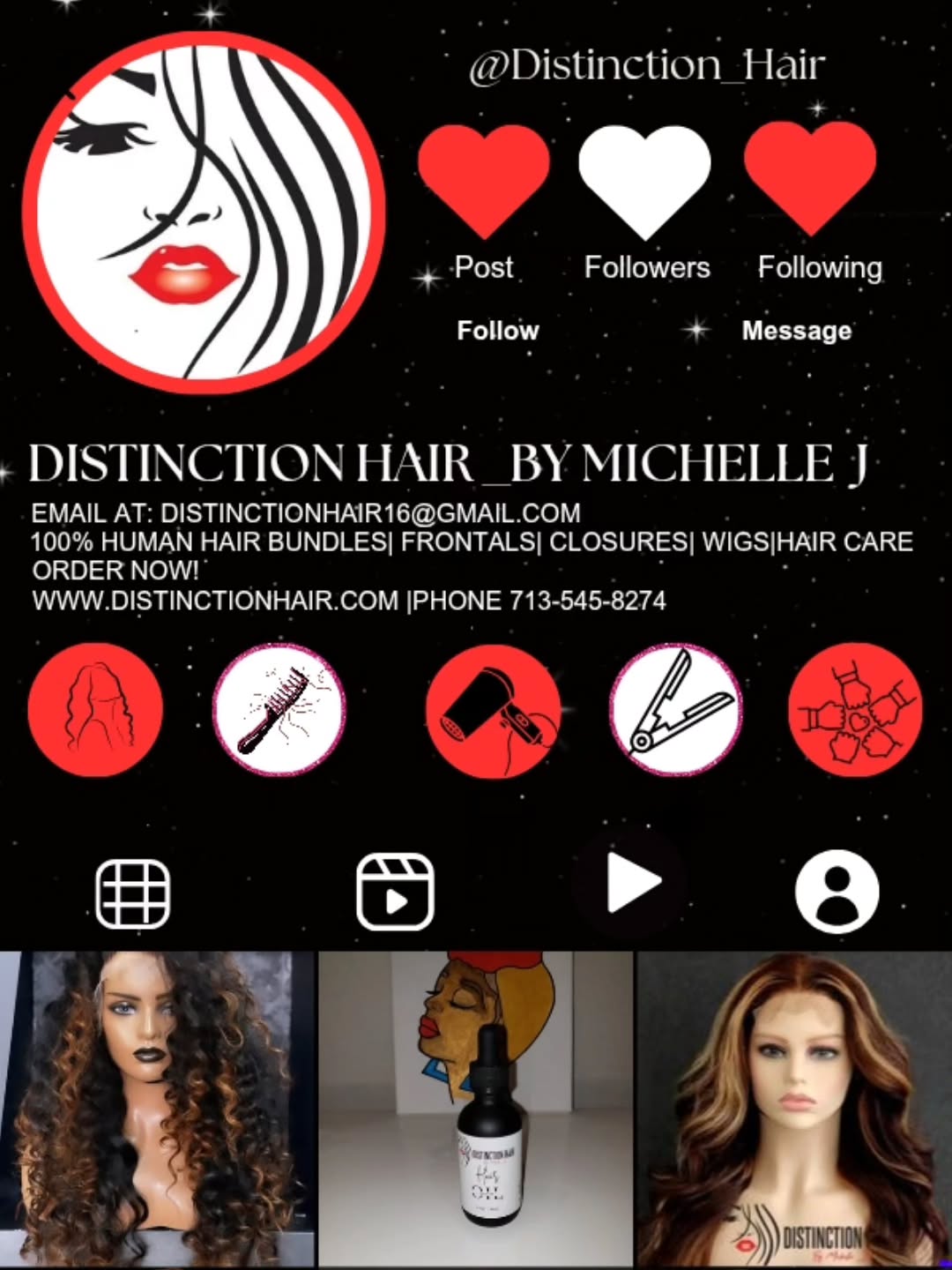 Distinction Hair by Michelle J.
https://www.distinctionhair.com
We accept Afterpay, Affirm and Klarna for those looking to pay over time for your order..
The Distinction Effect..
"Dare to be Different"
💆🏾Come get your hair💆🏾 (Bundles,frontals, closures,customized wigs,hair accessories,hair growth oil)
Hair Prices
16-18"- 65.00
20-22"-75.00
24-26"-85.00
28-30"- 95.00
32-34"-125.00
34-40"-145.00
-613 Collection
16-18"- 75.00
20-22"-85.00
24-26"-95.00
28-30"- 105.00
32-34"-135.00
34-40"-155.00
-613 Raw Collection (Add 20.00 to price for Raw Collection)
-Closures to include HD/Transparent 4×4,5×5:125.00
-Frontals to include HD/Transparent/360: 165.00-200.00
-Wigs: Starting at 260.00-550.00
-Customized Closure Wigs: Starting at 320.00-560.00
-Customized Frontal Wigs: 360.00-600.00
Hair Accessories: Satin Bonnetts 20.00
Hair Tie: 10.00
Hair Growth Oil: 20.00
Hair in stock/Hair on hand
Pickup,Delivery,Shipping,
Pre-order
Textures: Straight,Natural Wave,Water Wave,Loose Wave,Body Wave,Deep Wave,French Curl, Kinky Curl
#fypage #hairextensions #distinctionhair