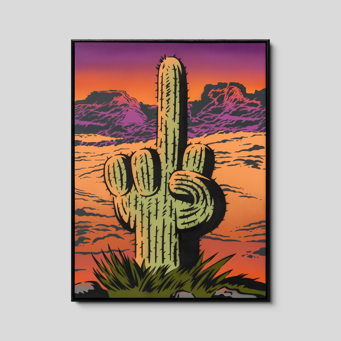 Nature’s Response takes the form of a cactus giving humanity the middle finger — a defiant symbol of how the natural world is reacting to the damage we’ve caused. As climate change pushes us toward a future of barren deserts and rising temperatures, this work becomes a warning wrapped in humour and attitude. Nature is resilient, but it’s also unforgiving, and if we don’t change course, the environment will deliver its own form of rebellion. This piece is both a protest and a provocation — a reminder that the earth always has the last word.
48x36” canvas available from @castlefineart