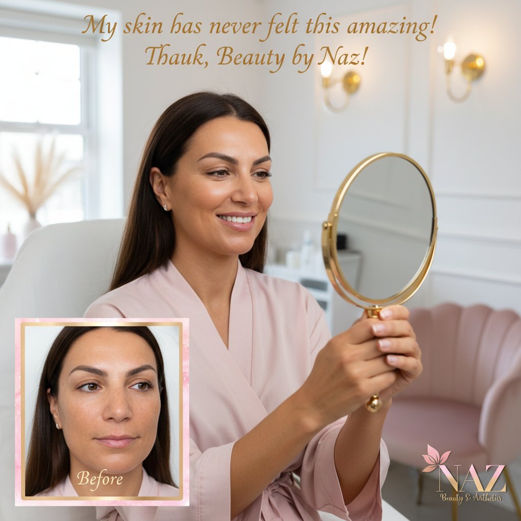 Real results. Real confidence. Real you.
Ever wondered what’s possible for your skin? This beautiful client came in feeling self-conscious about uneven tone and texture. Just a few treatments later, she’s glowing—inside and out.
Her words say it all: “I finally feel comfortable in my own skin again. Thank you, Naz!”
Ready to start your own transformation? Book your consultation with Naz today ✨