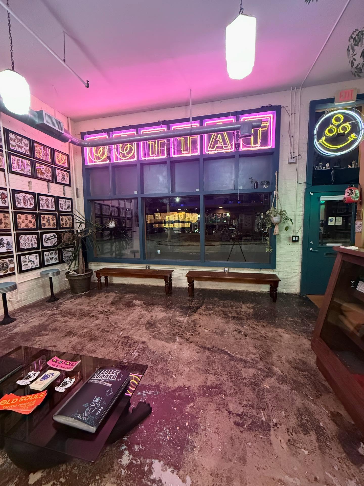 BEFORE/AFTERS of our new location in Columbus Park, Kansas City MO! we all worked tirelessly together to make this happen ✨🖤 still work to be done to make it fully lived in, but very proud of how it’s come together so far!