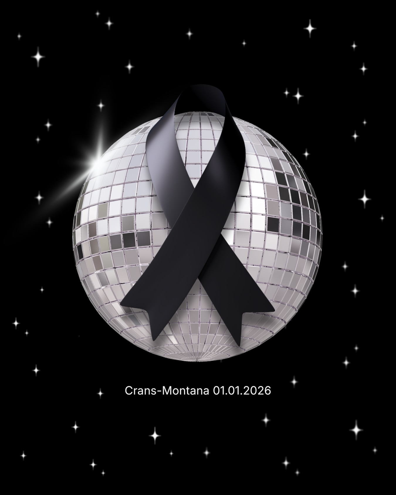 40 Sterne als Erinnerung an das Leid, welches die Angehörigen und Freunde der Opfer der Brandkatastrophe in Crans Montana erleben mussten. 🖤