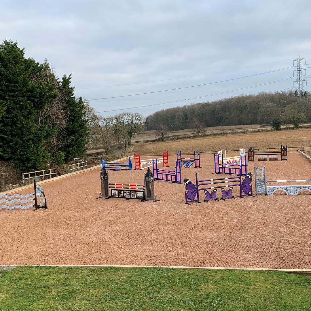 I love our outdoor arena complete with full set of competition fences