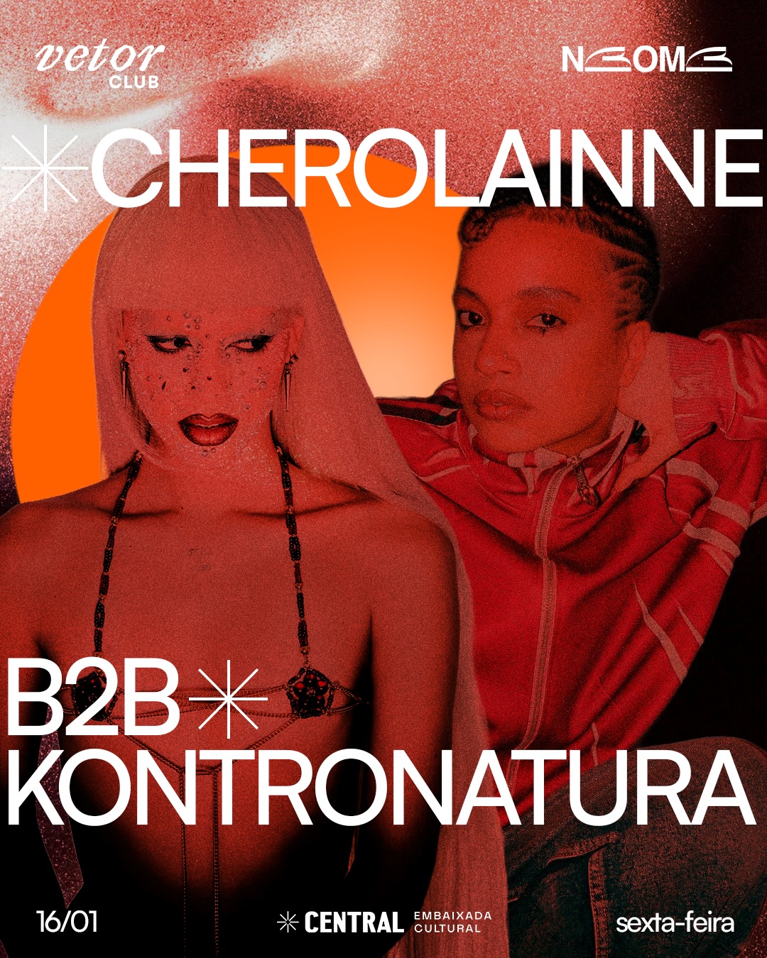 𝓿𝓮𝓽𝓸𝓻 𝓬𝓵𝓾𝓫 °❀⋆ e ✶ 𝗡𝗕𝗢𝗠𝗕 ✶ unem forças para uma noite inesquecível, reunindo nomes que movimentam a cena underground atual ⟢
Apresentamos nosso último bloco de artista :
@kontronatura DJ e Produtor, seu som é focado em batidas percussivas, hipnóticas e de ritmo acelerado com raízes historicamente negras - Dancehall, Kuduro, Funk, Techno, Jersey Club, Footwork, entre outros. Ao longo do ano passado, como residente de uma das maiores festas underground do Brasil (MAMBA NEGRA), Kontronatura viajou pelo Brasil, América Latina e Europa apresentando seu som nos mais incríveis eventos.
@cherolainne é DJ e produtora da @nbombparty, festa que nasceu na cidade do Recife, Brasil. Ela vem se consolidando como um dos nomes mais promissores da cena eletrônica underground brasileira. Hoje radicada na cidade de São Paulo, Cherolainne representa uma nova geração de artistas que transita com naturalidade entre diferentes territórios sonoros e geográficos, refletindo o intercâmbio musical cada vez mais pulsante entre as duas capitais. Ao longo dos últimos anos eve a oportunidade de integrar lineups de grandes festas e festivais do Brasil, onde agora se prepara para construir sua carreira internacional.
Nascido em Goiás e radicado em São Paulo, @lazaro.uilgner é uma das figuras promissoras do movimento Latin Club brasileiro, conhecido por seus sets de alta intensidade que fundem funk brasileiro, guaracha, tribal, techno e seu próprio som inovador. LAZA está se consolidando rapidamente como uma das vozes mais promissoras do Latincore brasileiro no mundo. Ele é co-fundador do selo brasileiro de música eletrônica @passacaum
@guihiga_ aka Higashi é um artista multidisciplinar residente em São Paulo. Dj emergente e idealizador da Vetor Mag e Vetor Club, projeto independente LGBT+ que documenta e celebra a comunidade e a cena underground da música eletrônica.
É hora de correr e garantir o antecipado, link na bio
ദ്ദി(˵ •̀ ᴗ - ˵ ) ✧
Lista T: Formulário na Bio| Responsável: @6lendaaa
Lista Aniversariante e PCD nos stories
Design: @samu.samu.samu.samu e @6math66
Apoio: @central_1926