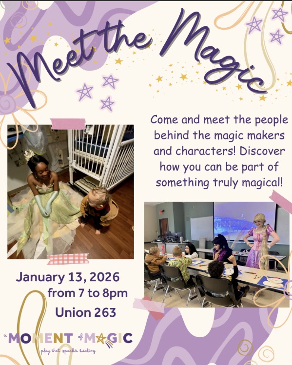 Come 'Meet the Magic' this upcoming Tuesday, January 13th, from 7-8pm! Learn about our organization and how you can become a part of the magic, too. Student Union room 263!