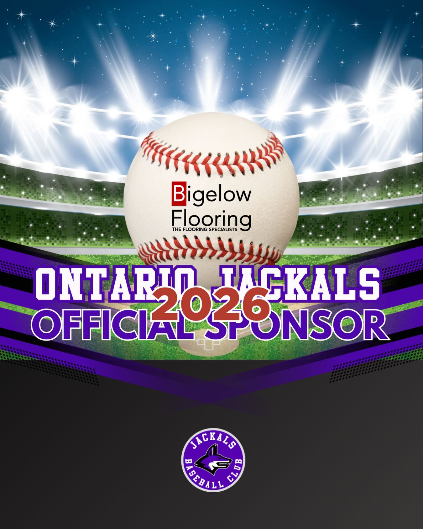 ⚾️ Thank you @bigelow_flooring for your support and sponsorship of Ontario Jackals.