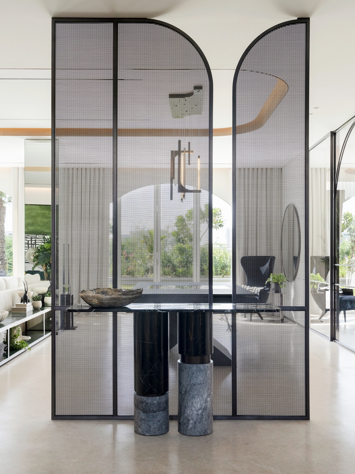 Light filters through architectural screens, illuminating a carefully styled living area. The FF&E selection combines comfort, elegance, and craftsmanship, creating a sophisticated everyday retreat.
Photographer: @toozestudio
#InteriorDesign #Design #Dubai #Luxury #highend