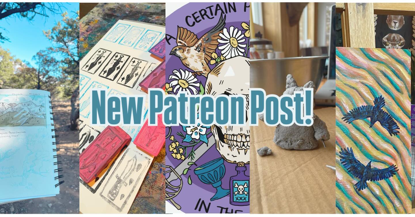 New patreon post to get a glimpse of what I’m working on right now… and boy is it a lot! Be the first to see a new potential pin design, some new sticker designs, paper mache work, prints, etc etc! Link in bio!
🖤⚔️🖤
As you may remember I’ve been reworking how I do my patreon. Part of that is committing to 3 posts at least a month. On the 1st, 10th, and 20th cuz that’s how my brain works. The one on the 10th (today!) is about what I’m working on! So come take a glimpse into my creative process, see some works in progress, and leave a comment to help me craft what’s most interesting to you!