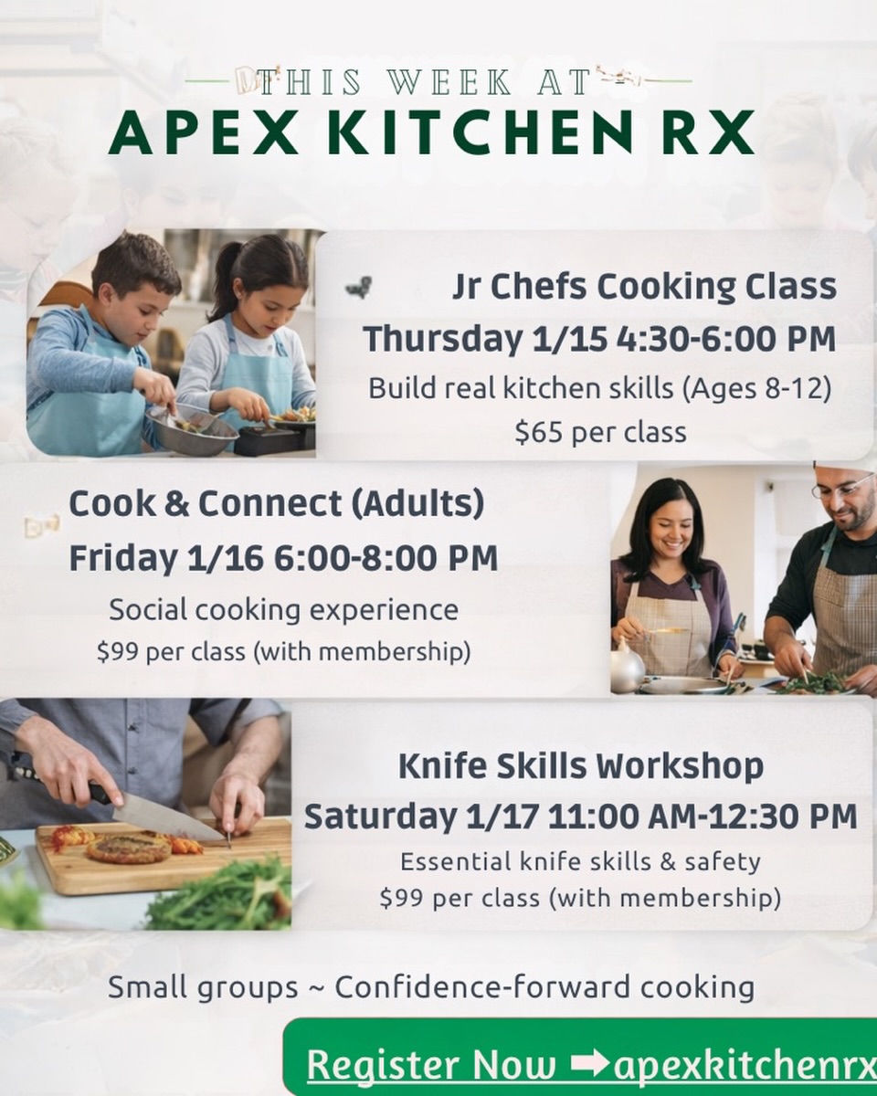 This week we’re officially kicking off cooking classes at RVAC, and we’re also excited to introduce our Knights of Columbus location!
We’re grateful for the opportunity to bring hands-on cooking education to multiple spaces in our community. Join us in the kitchen!