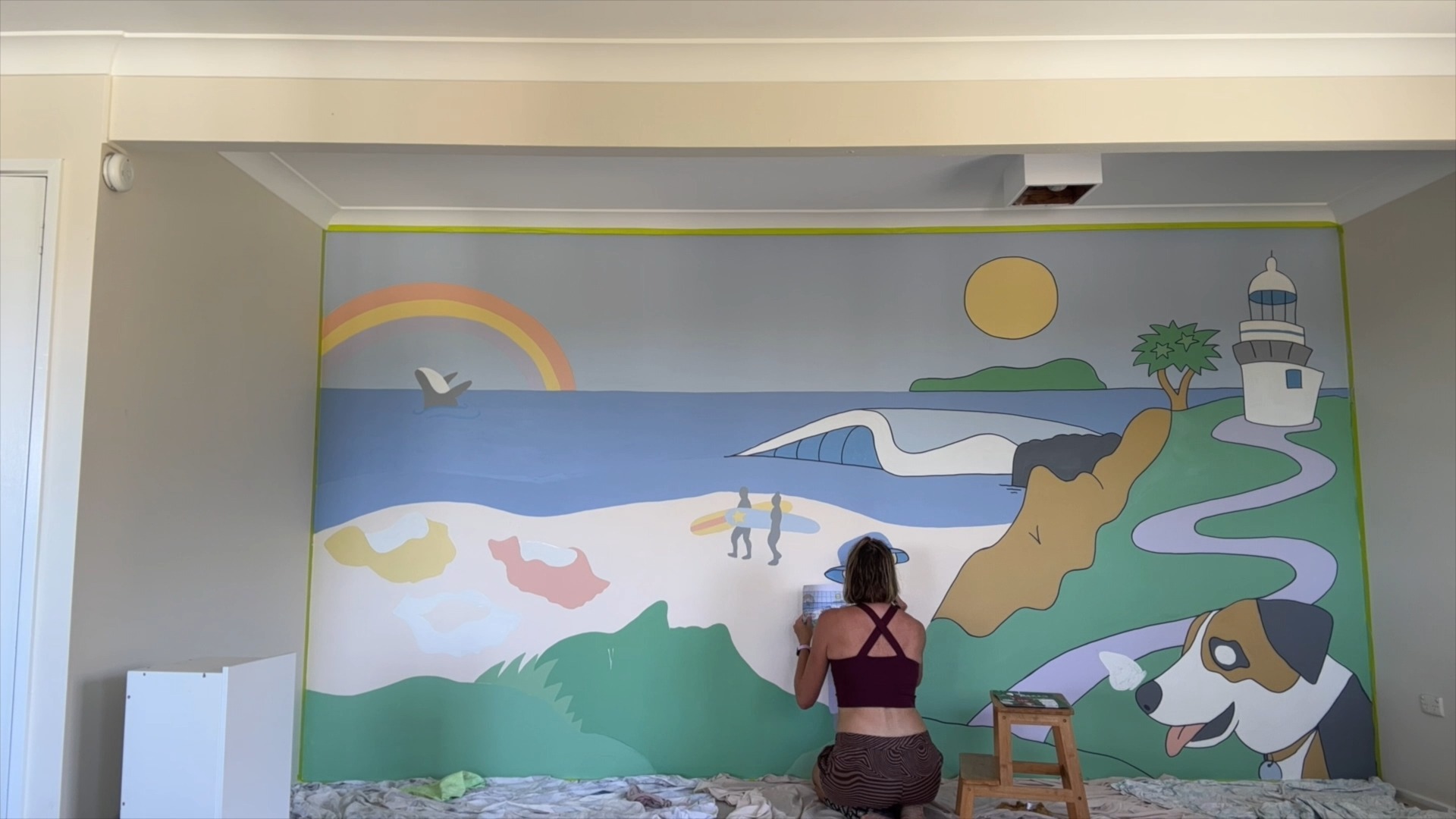 Paint first, pixels later… that’s how I’m kicking off 2026.
Before the work year rushed in, I took a few days for a personal challenge. Martha Graham says to “keep the channel open” so I figured the best way to do that was to get messy with paint.
The plan was just a backdrop for online meetings. The result was… well, a whole world.
I ended up painting a playful version of Fingal Headland, which has quickly become my new North Star. It lives behind me now, quietly nudging “don’t forget, you’re a maker too.”
I’ve decided it’s going to be a yearly ritual.
Fresh wall, fresh energy, fresh year.
Feels like the perfect way to start another lap around the sun in my little Indi Dust universe. 🌿🎨✨