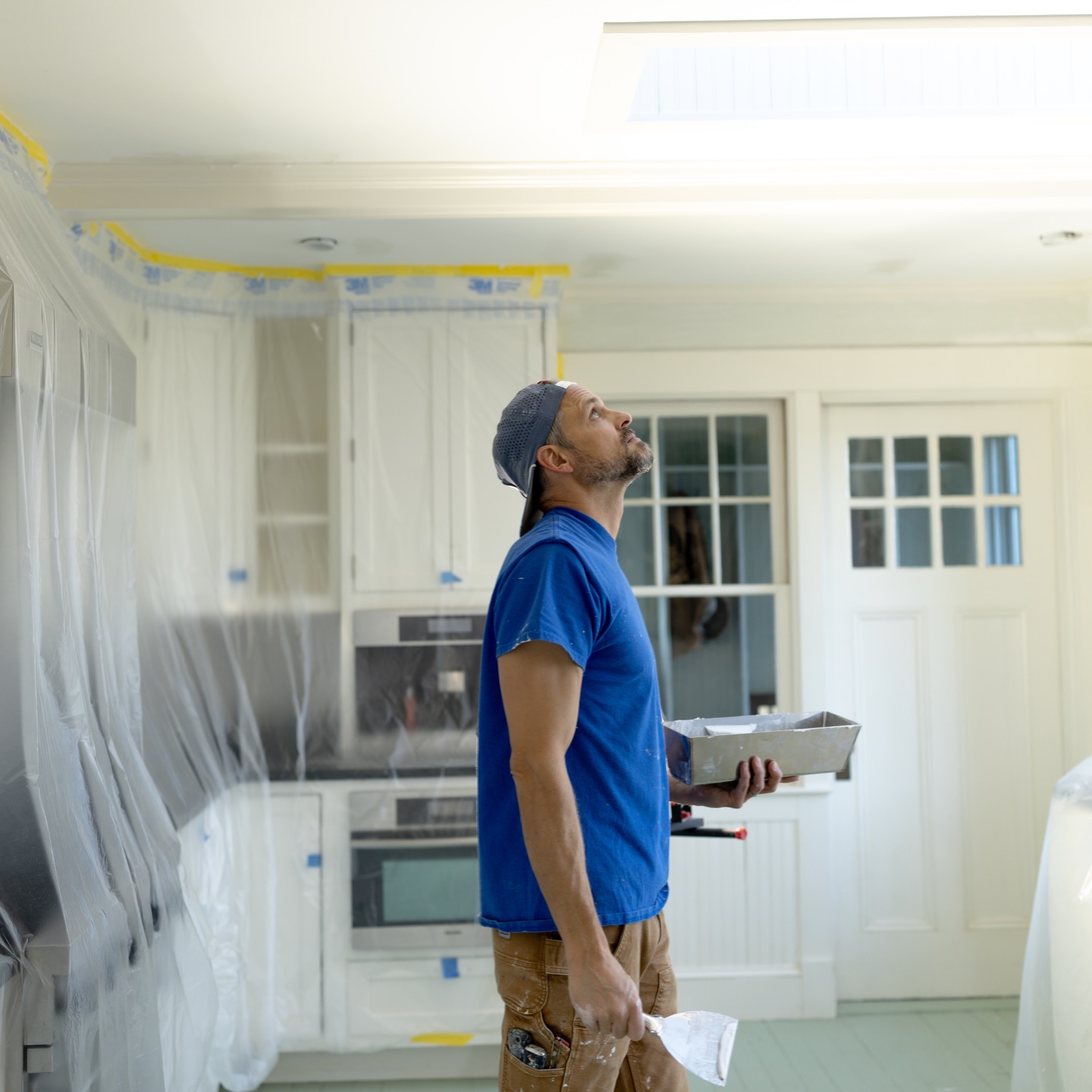 Happy Friday, folks! We’re excited to be working on this beautiful home in Westerly.
The crew is beginning prep throughout the entire house, starting with the trim. The existing oil-based paint requires an oil primer before applying two coats of finish paint. In the kitchen, work is beginning with skim coating to properly prepare the surfaces for a high-gloss finish.
We can’t wait to share the progress along the way and reveal the final product, stay tuned!