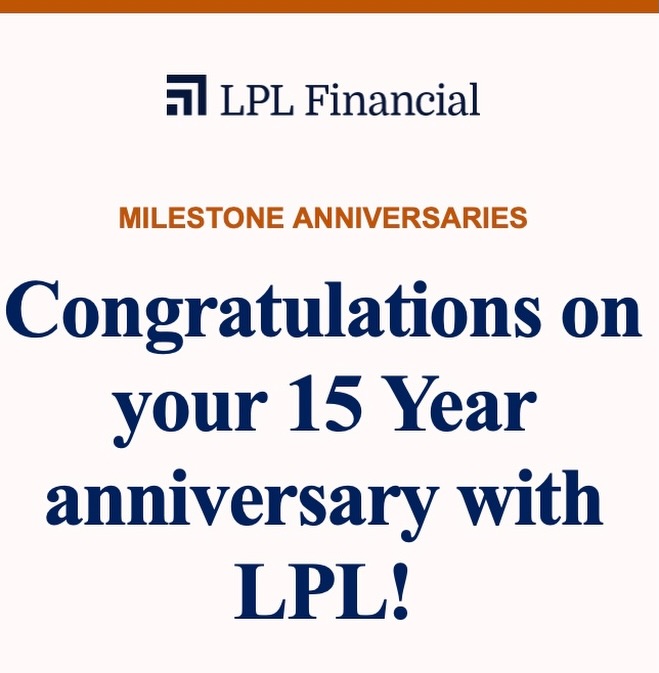 15 years of growth, challenges, lessons, and wins to build a financial planning practice grounded by the core values of honesty, integrity, competence, and accountability. Thank you to @lpl_financial for being a trusted partner and supporting my path to success. Cheers to what’s next. 🥹🎉🥂