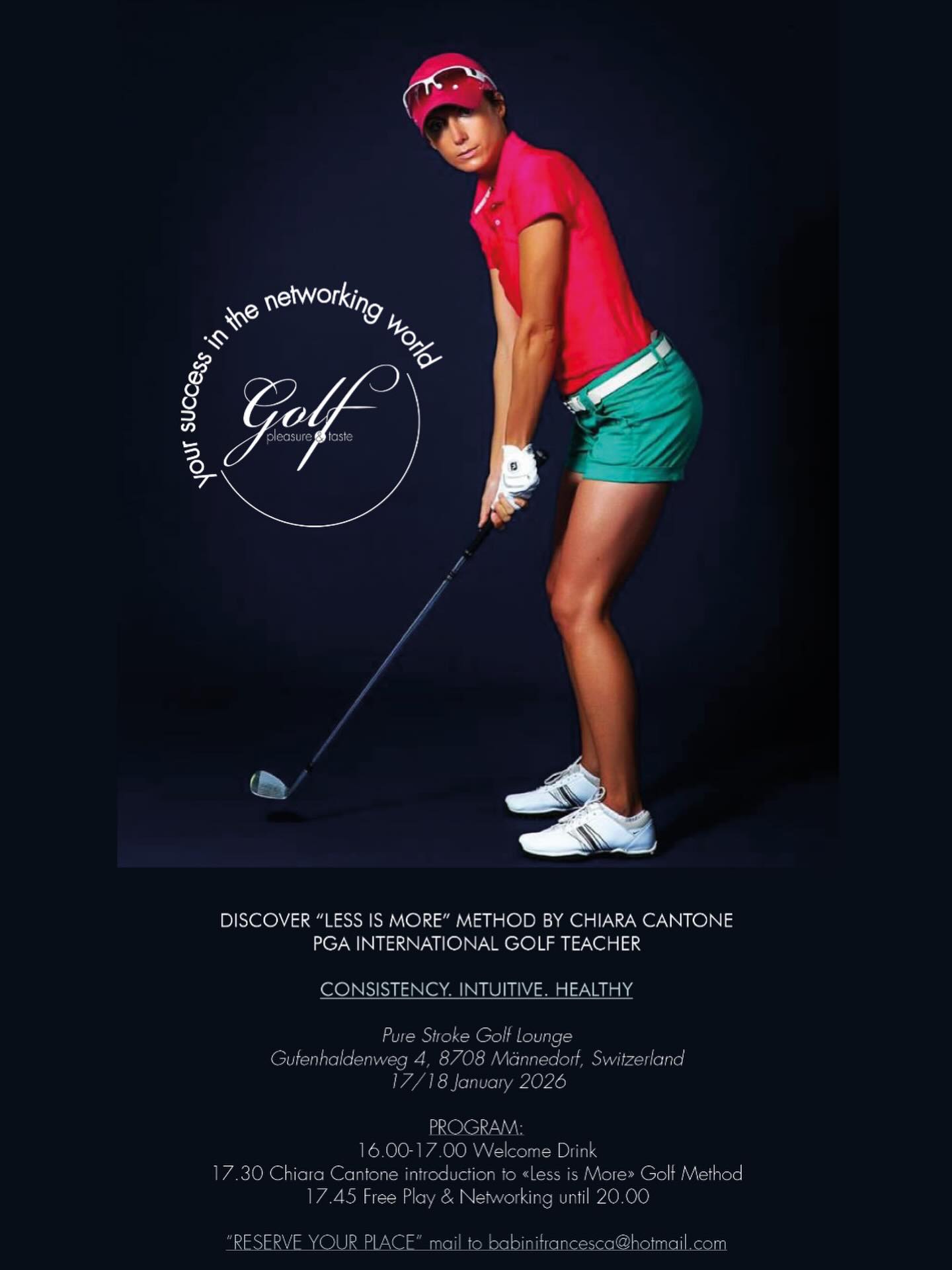 Join us and discover the « Less is More » Golf Method by Chiara Cantone, international PGA Golf Teacher Dm in PM to be part of it! golf #indoorgolf #golfing #golflife #golfclub #golfaddict #golfgti #golfisgreat @purestroke.ch