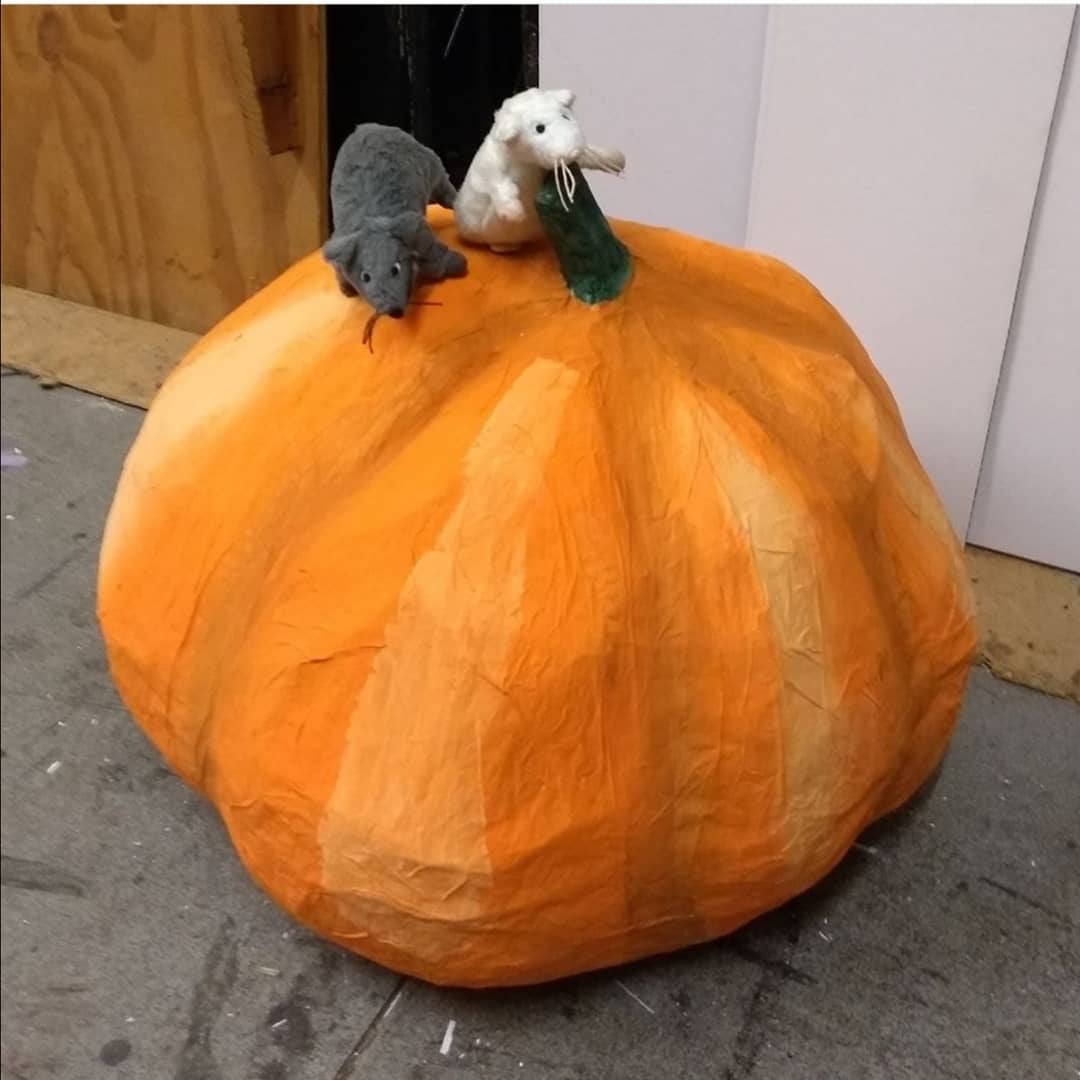 Time to throw out those smelly pumpkins-- the fairy godmother would not approve!
Unless of course yours is like ours and made of papier mache!
#props #pumpkin #mice #cinderella #backstagelife #backstage #stagemanagement #theatre #community #communitytheatre #fromscratch #upstaged #upstage #theatreupstage