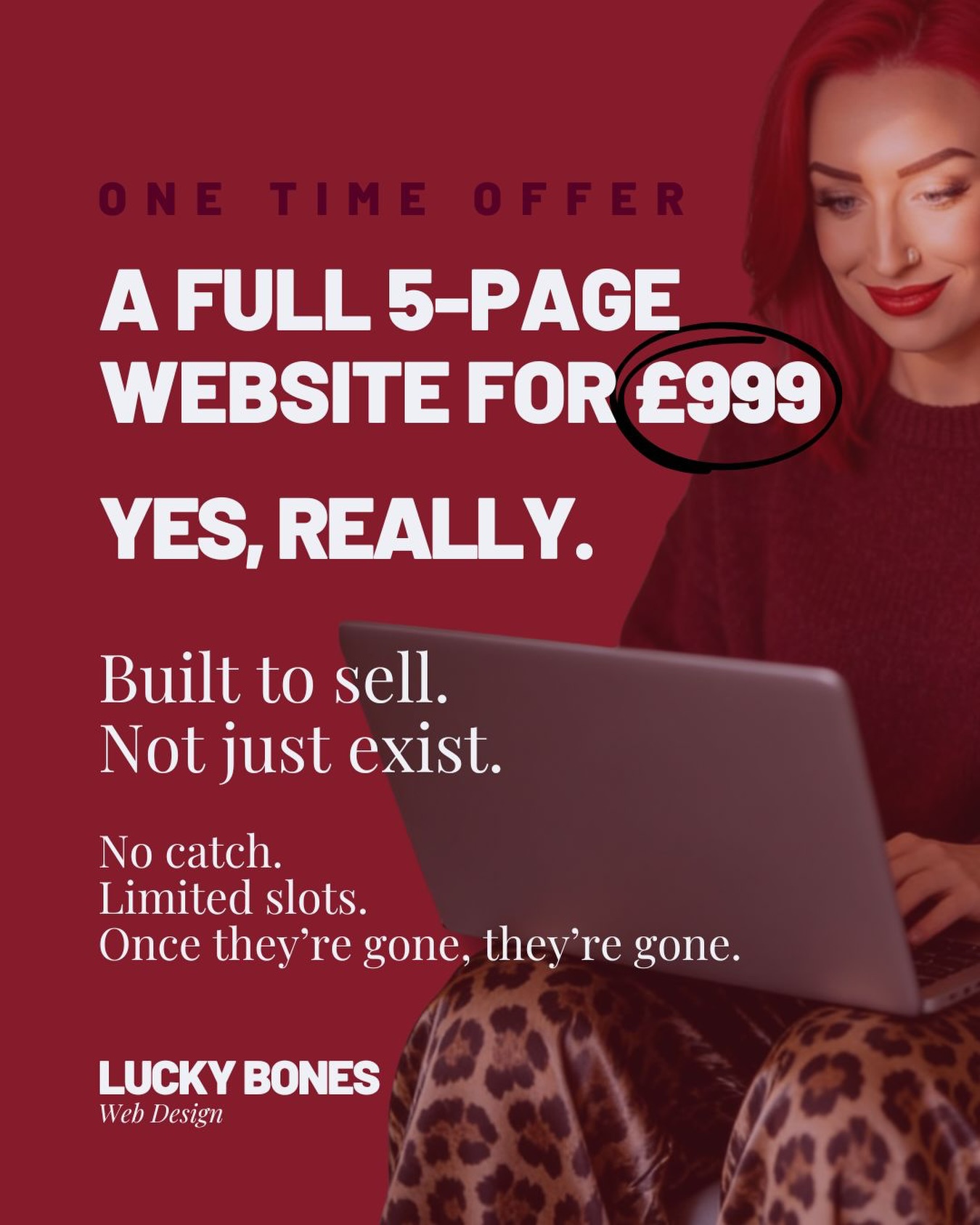 Need a stand out site for your business, but just don’t have the budget?
Well, I am doing something CRAZY for January and February...
A full 5-page website for £999.
Yes, really.
This is for business owners who know their website is holding them back and are ready to fix it properly in 2026.
✨ Strategy-led
✨ SEO-ready
✨ Built to convert
✨ Loud, clear, unapologetically YOU
No catch.
Limited slots.
Once they’re gone, they’re gone.
Interested? Drop me a message today 🔥
Need to have a nosey at some of my previous sites before jumping in? 👇
https://www.promatchconsultancy.com/
https://www.icopylegal.com/
https://www.chloelouisewellbeing.com/
https://www.kodascanineclub.com/
https://www.adaptovercomecoaching.co.uk/
https://www.jagsource.com/
#websitedevelopment #webdesign