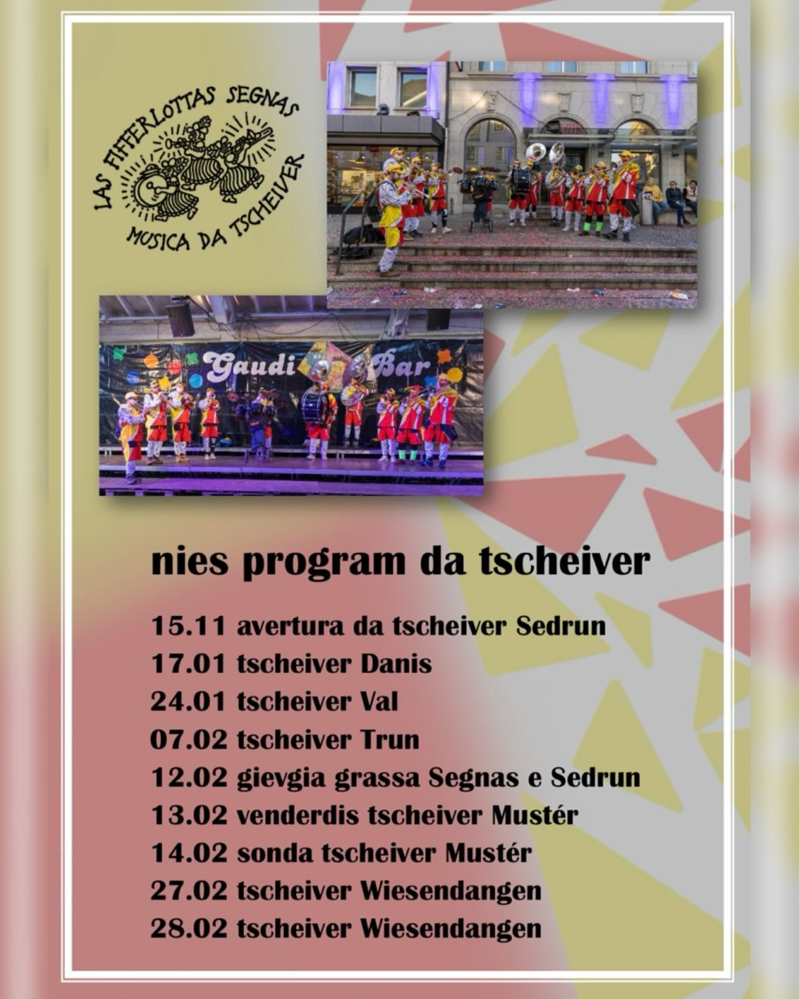 Cun plascher presentein nies programm da tscheiver🥳 Nus selegrassen da festivar ensemen cun Tei la 5avla e la pli biala stagiun - il tscheiver! 🎉