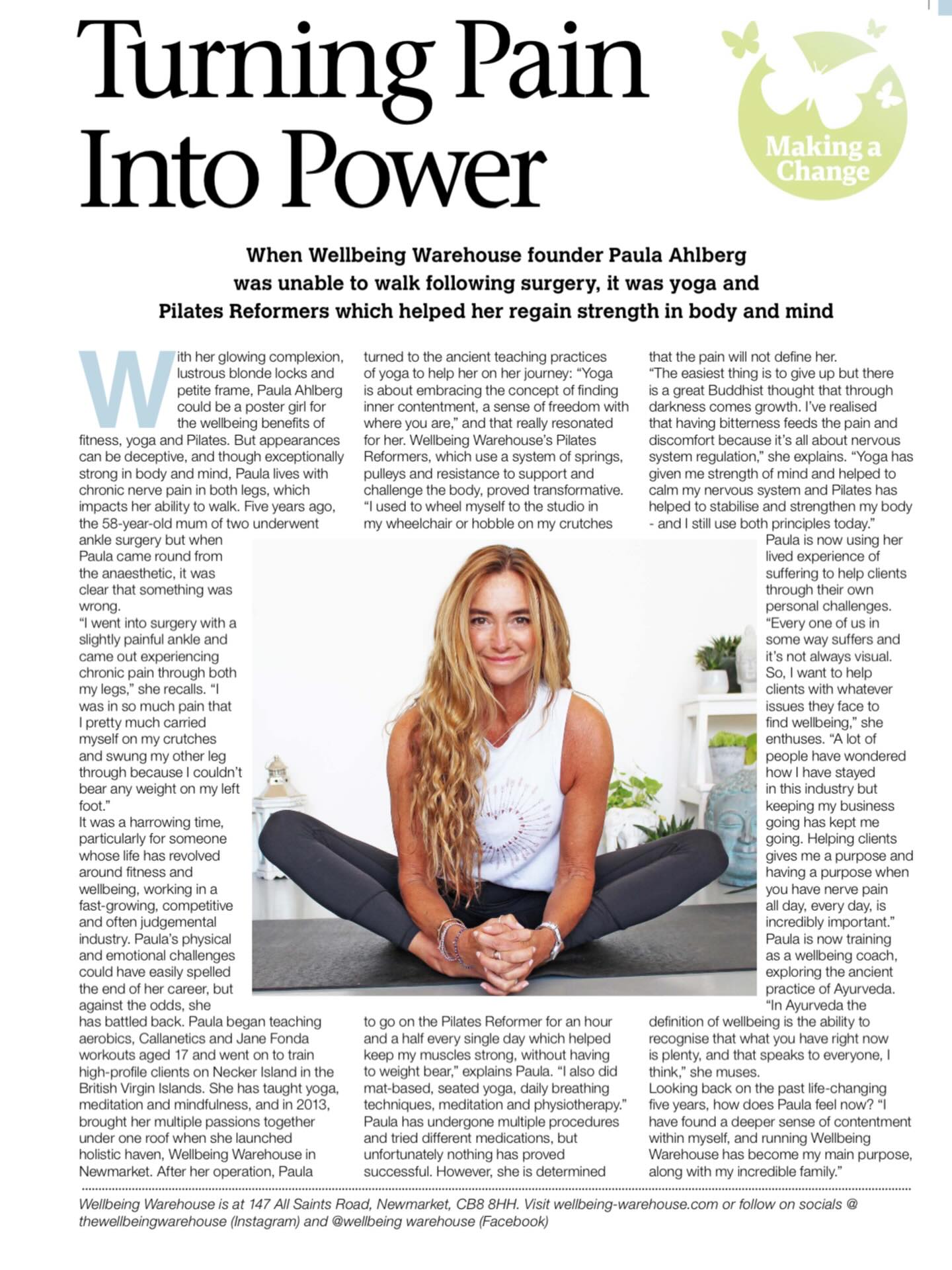 A Sunday message and food for thought from Wellbeing Warehouses owner @paulajahlberg 🙏🏽
“Nothing could have prepared me for the challenges I faced after my surgery—a negative outcome that has turned daily life into a struggle against pain. Yet, in this journey of suffering, I have found a purpose.
My experiences fuel my passion for helping others navigate their personal challenges. Yoga and Pilates are central to my strength, both mentally and physically,
and I feel truly honored to share these transformative practices with my clients.
At Wellbeing Warehouse, we cultivate a hub of wellness, and my mission is to support you in becoming the best version of yourself..
#wellbeingjourney#wellbeingwarrior