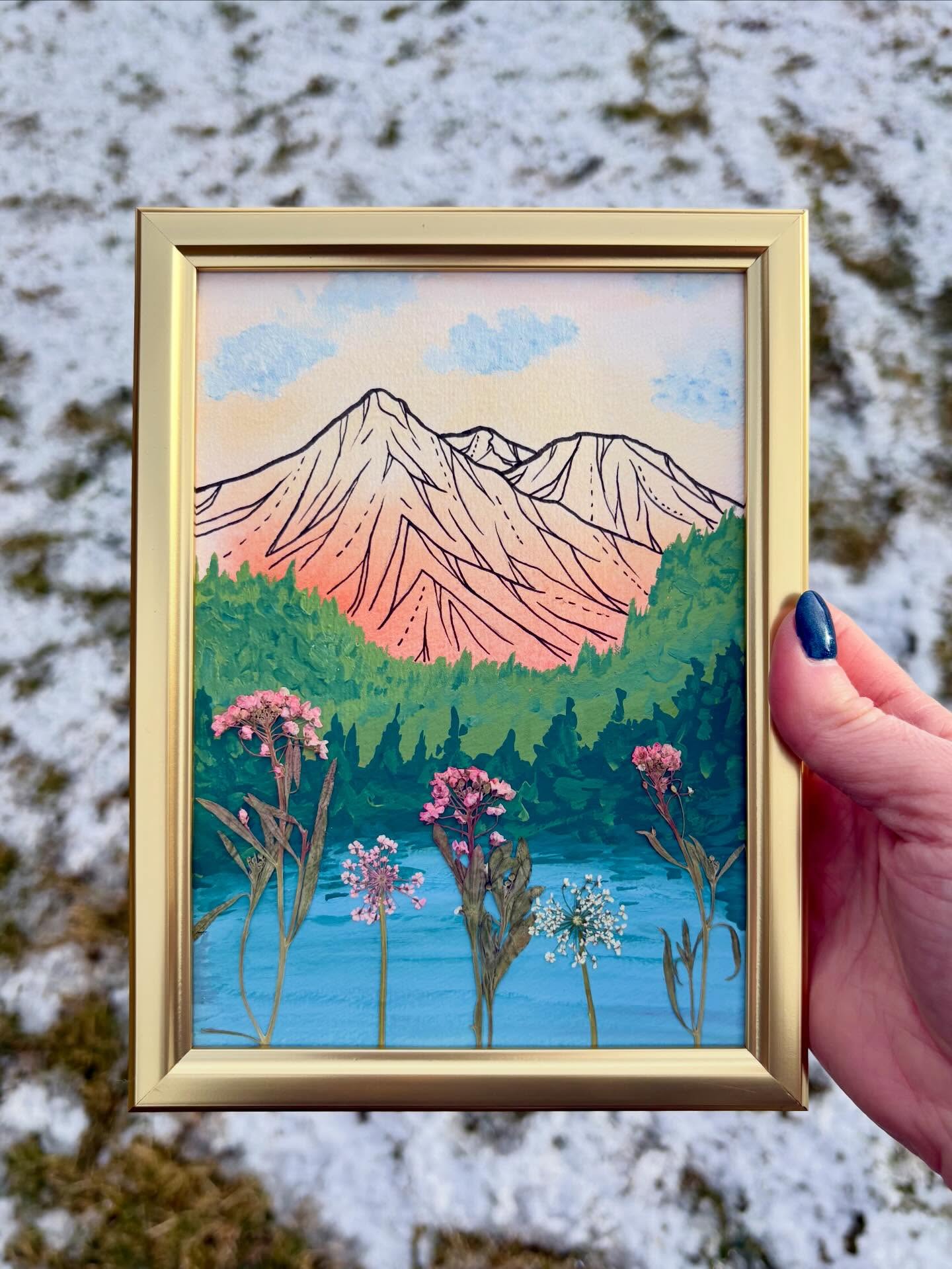 There might finally be snow on the ground here but I’m always dreaming of wildflowers!
#pressedflowerart #mountainart #mtshasta #californiamountains