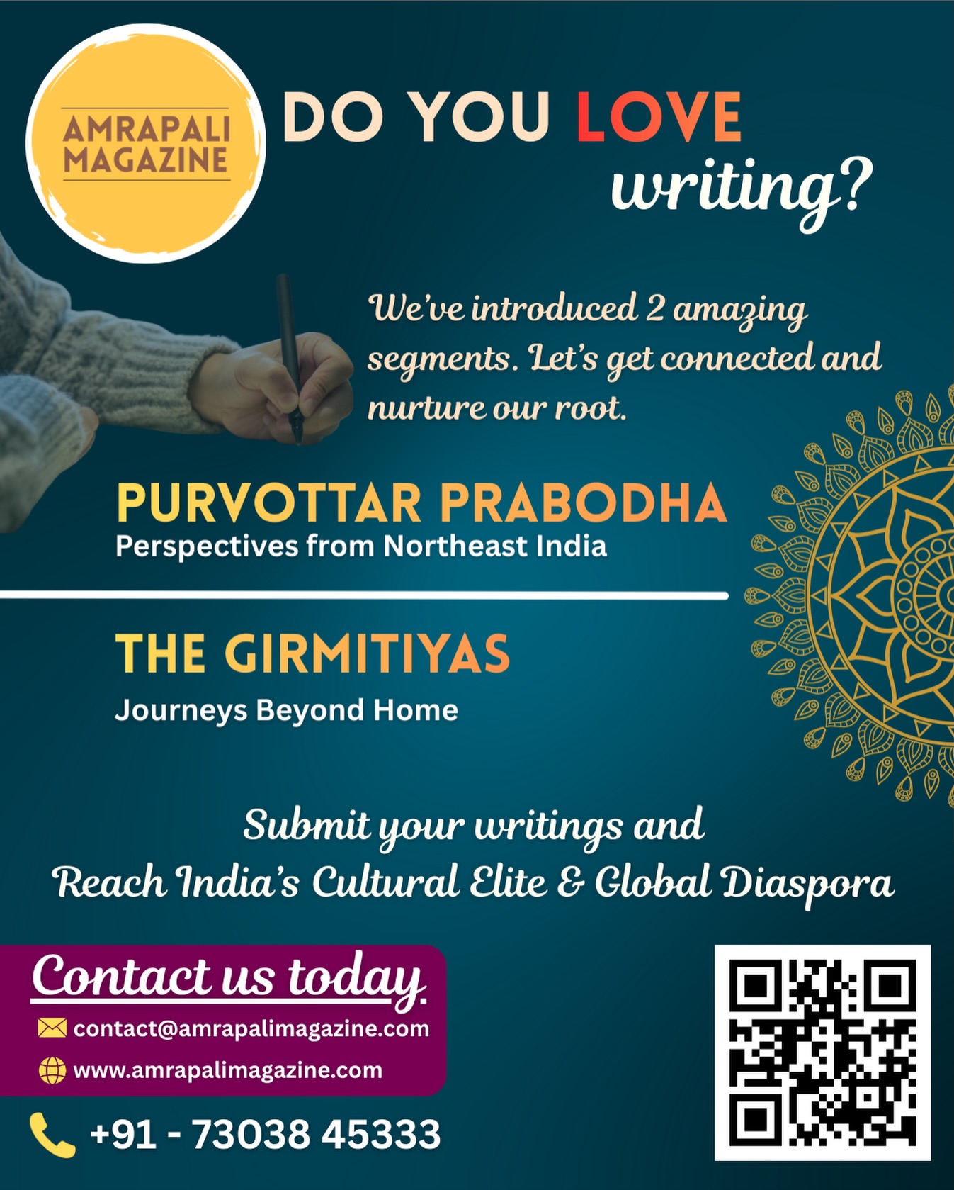 We welcome you to be part of this amazing journey!
.
contact@amrapalimagazine.com
7303845333
.
#amrapalimagazine #writinginspiration #writingcommunity #northeast #magazinewriting