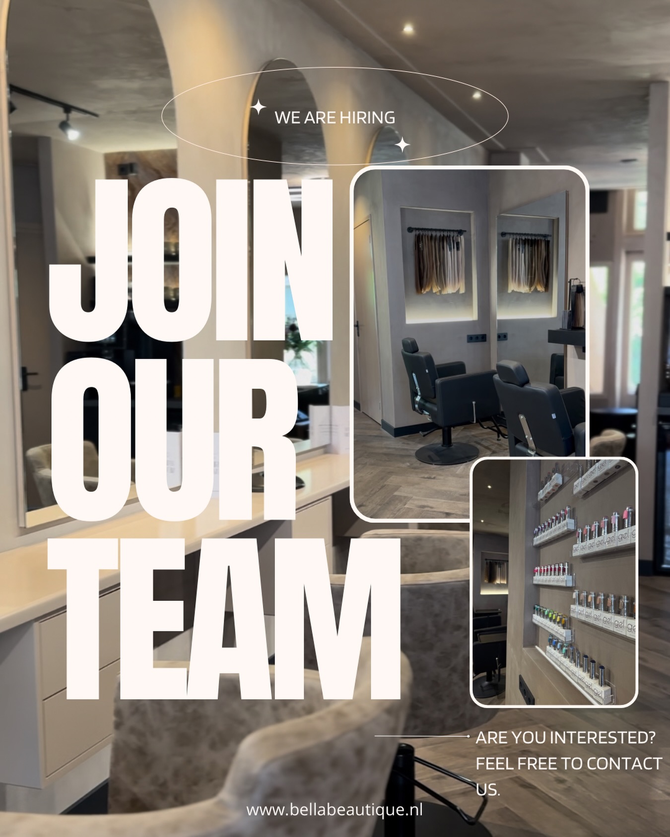 JOIN OUR TEAM✨!
Ben jij een kapper, nagelstylist of wenkbrauwspecialist en op zoek naar een fijne werkplek?
Dan zijn wij op zoek naar jou!
In onze salon verhuren wij stoelen/werkplekken aan zelfstandige professionals die willen groeien in een gezellige en professionele omgeving.
Je werkt volledig zelfstandig, maar wél in een team met passie voor beauty.
Wij bieden:
• Stoelverhuur in een nette, sfeervolle salon
• Vrijheid en flexibiliteit
• Een leuke, ondersteunende werkomgeving
• Mogelijkheid om je eigen klantenkring uit te bouwen
📩 Interesse? Neem gerust contact met ons op voor meer informatie!
