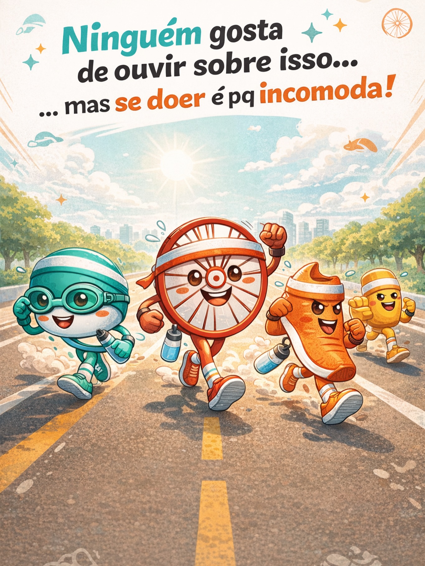 LEIA A LEGENDA:
1. Correr não te transforma em atleta automaticamente. Só prova que você aguenta desconforto. Técnica, constância e inteligência ainda são ignoradas por quem só quer postar o pace.
2. Tênis caro não compensa treino mal feito, mas é mais fácil culpar o equipamento do que admitir que falta disciplina e sobra desculpa.
3. Você não está “evoluindo”, está só repetindo o mesmo erro com mais quilômetros, e chama isso de progresso pra não encarar a estagnação.
4. Correr todo dia sem descanso não é mentalidade forte, é imaturidade esportiva disfarçada de “raça”.
5. A maioria corre pra fugir de si mesmo, mas se irrita quando a corrida começa a mostrar exatamente quem ela é.