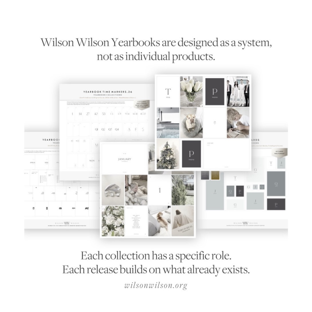 A YEARBOOK IS A SYSTEM
“Each collection has a role”.
At Wilson Wilson, every yearbook collection is designed to work together, not as standalone products, but as parts of a single, intentional structure for recording life.
When you understand the role of each piece, your yearbook becomes easier to build and easier to return to.