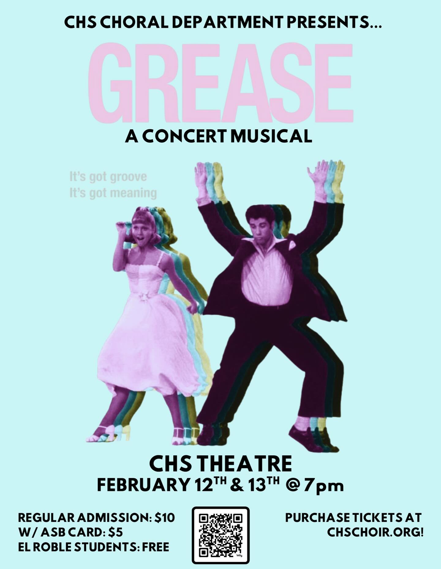 grease is the word that you heard for our concert musical! come groove with us on february 12th and 13th at 7 pm at the CHS theatre!! 💗🖤