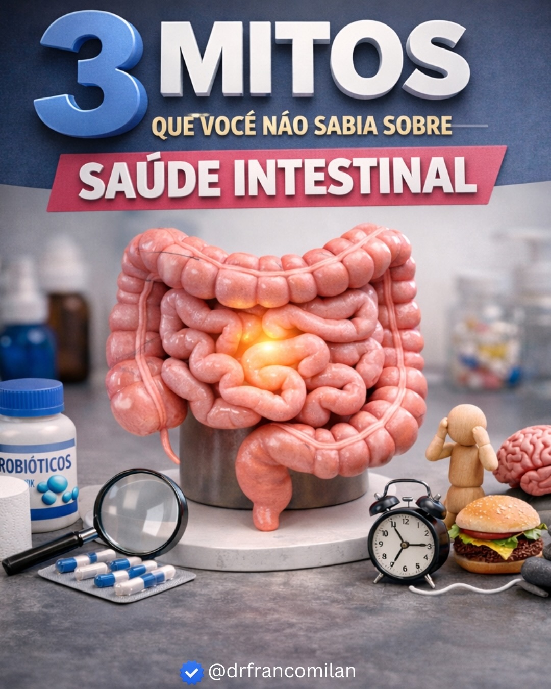 🧠💩 Saúde intestinal: nem tudo o que você acredita é verdade
Muitos de nós crescemos ouvindo “verdades” sobre o intestino — sobre probióticos, regularidade intestinal e alimentação — que nem sempre são tão verdadeiras assim.
O problema é que acreditar em mitos pode atrasar cuidados importantes e mascarar sinais de que algo não vai bem.
Cuidar da saúde intestinal vai muito além de soluções rápidas ou fórmulas prontas. Envolve entender o seu corpo, respeitar seus sinais e adotar hábitos que realmente façam sentido para você.
Um intestino saudável impacta a digestão, a imunidade, o metabolismo e até o bem-estar mental.
Informação de qualidade é parte essencial do cuidado. Seu intestino merece atenção, não achismos. 👨⚕️✨
#saudeintestinal #intestino #microbiota #digestao #saudedigestiva